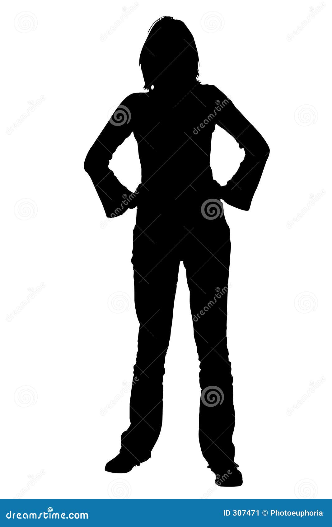 Silhouette With Clipping Path Woman Standing With Hands On ... 