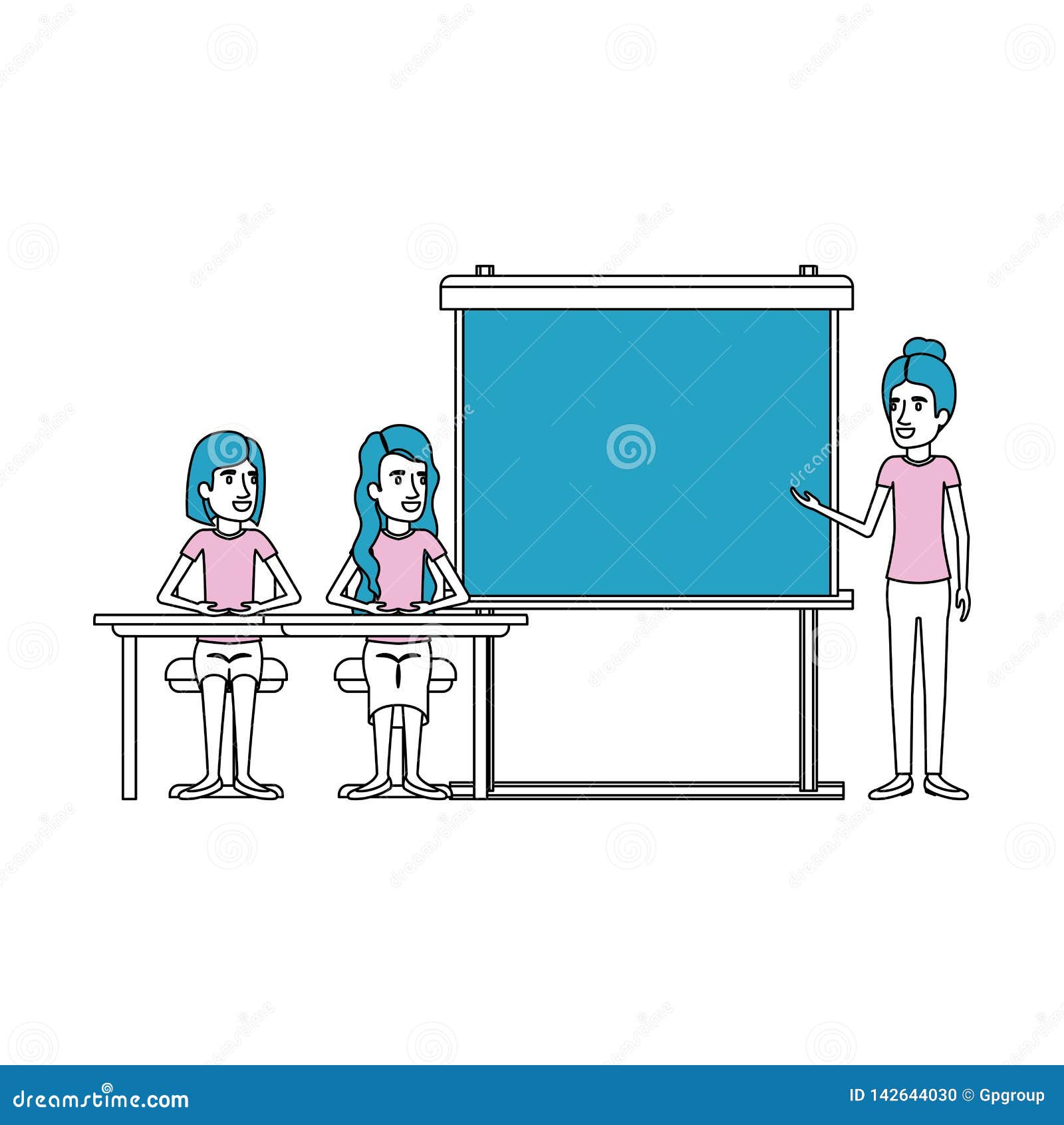 silhouette color sections with couple of women sitting in a desk for female executive in presentacion business people