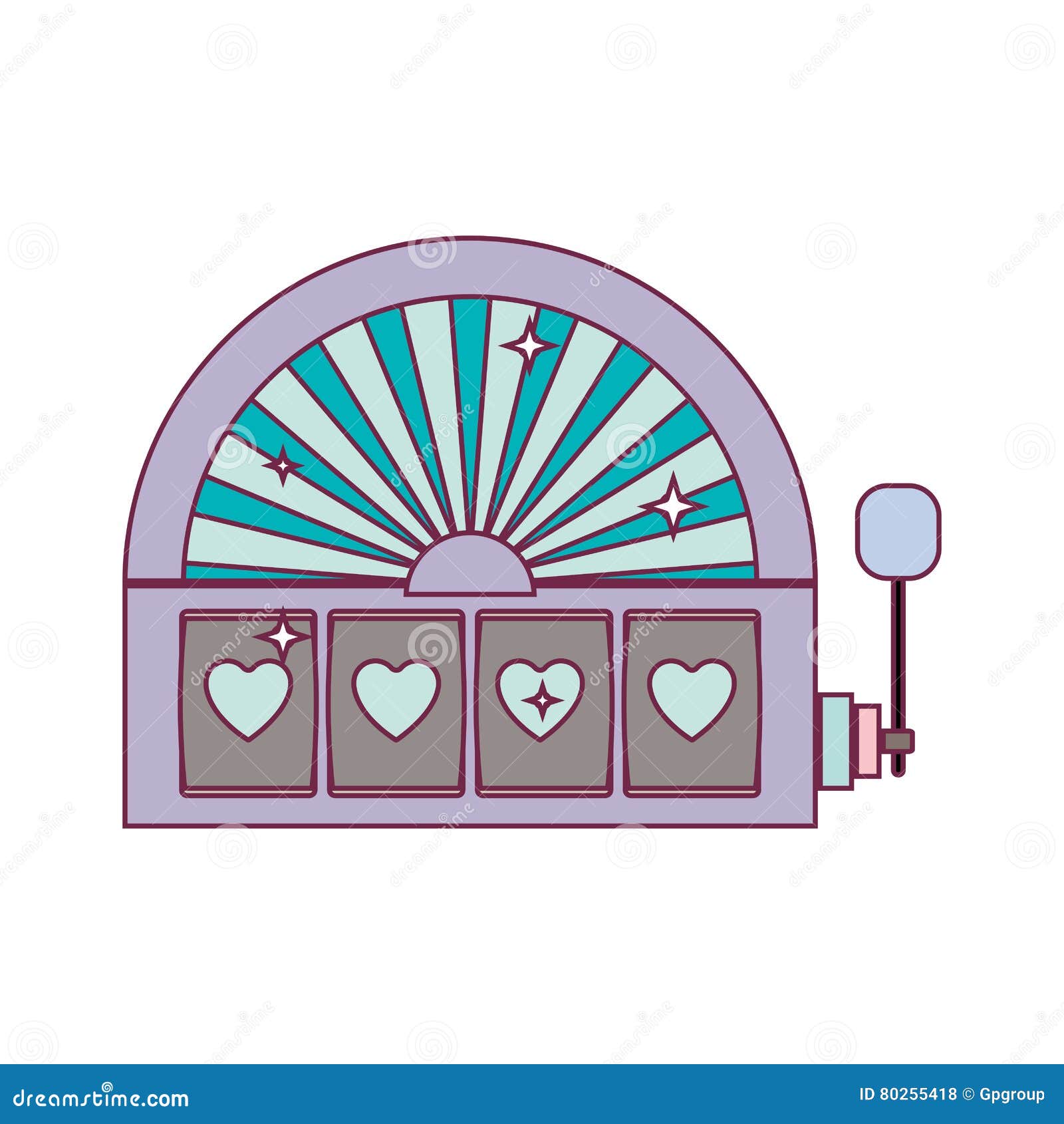 Silhouette Colorful Slot Machine with Lever Stock Vector Illustration