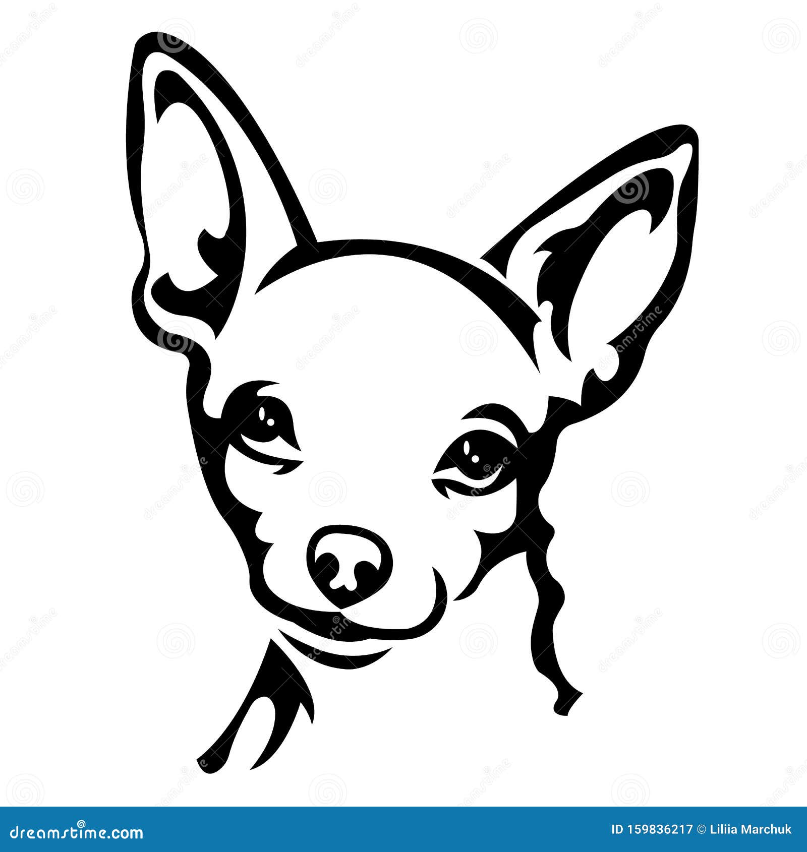 The Silhouette, Contour of the Muzzle of a Chihuahua Breed in Black