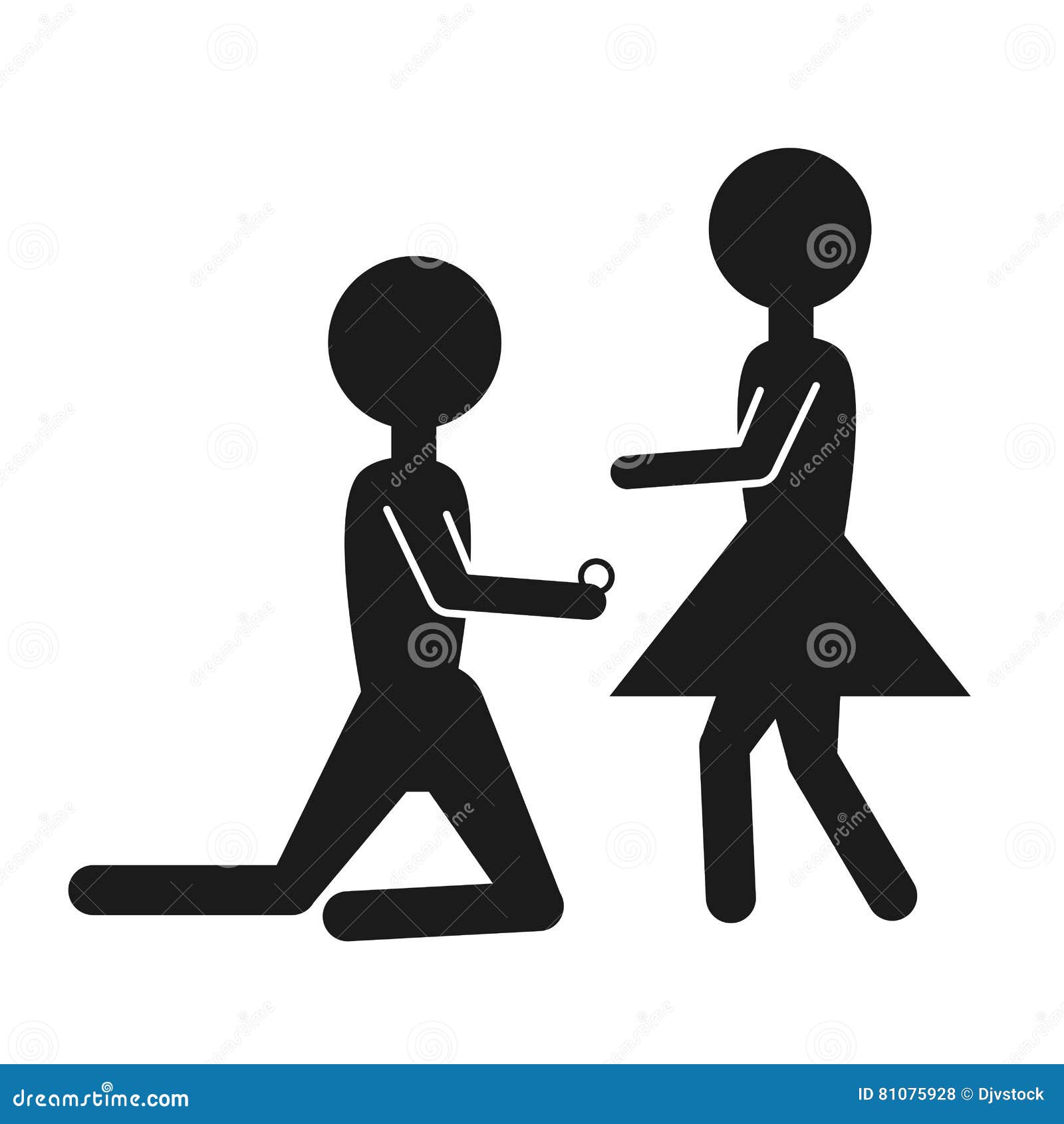 Silhouette Couple Marriage Proposal Design Stock Vector - Illustration