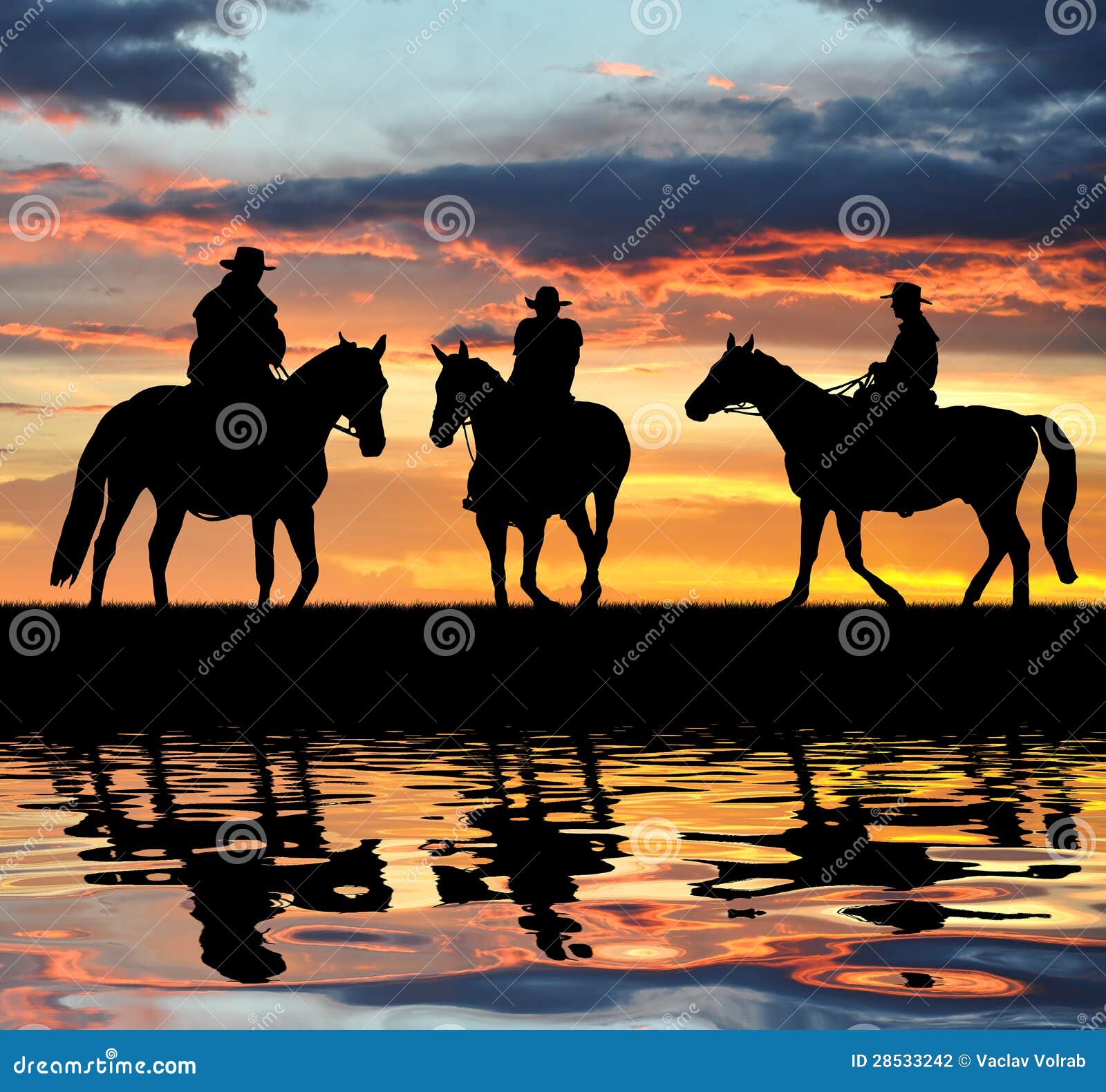 silhouette cowboys