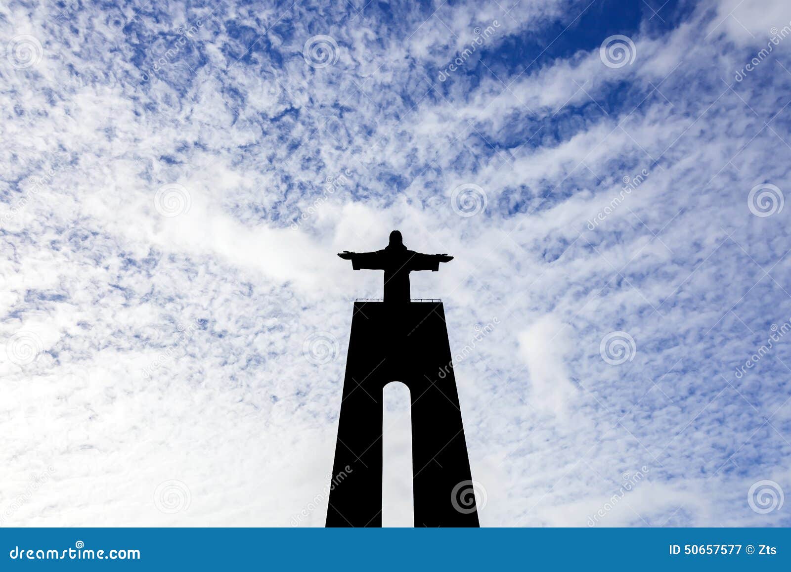 silhouette of the cristo-rei or king christ sanctuary in almada