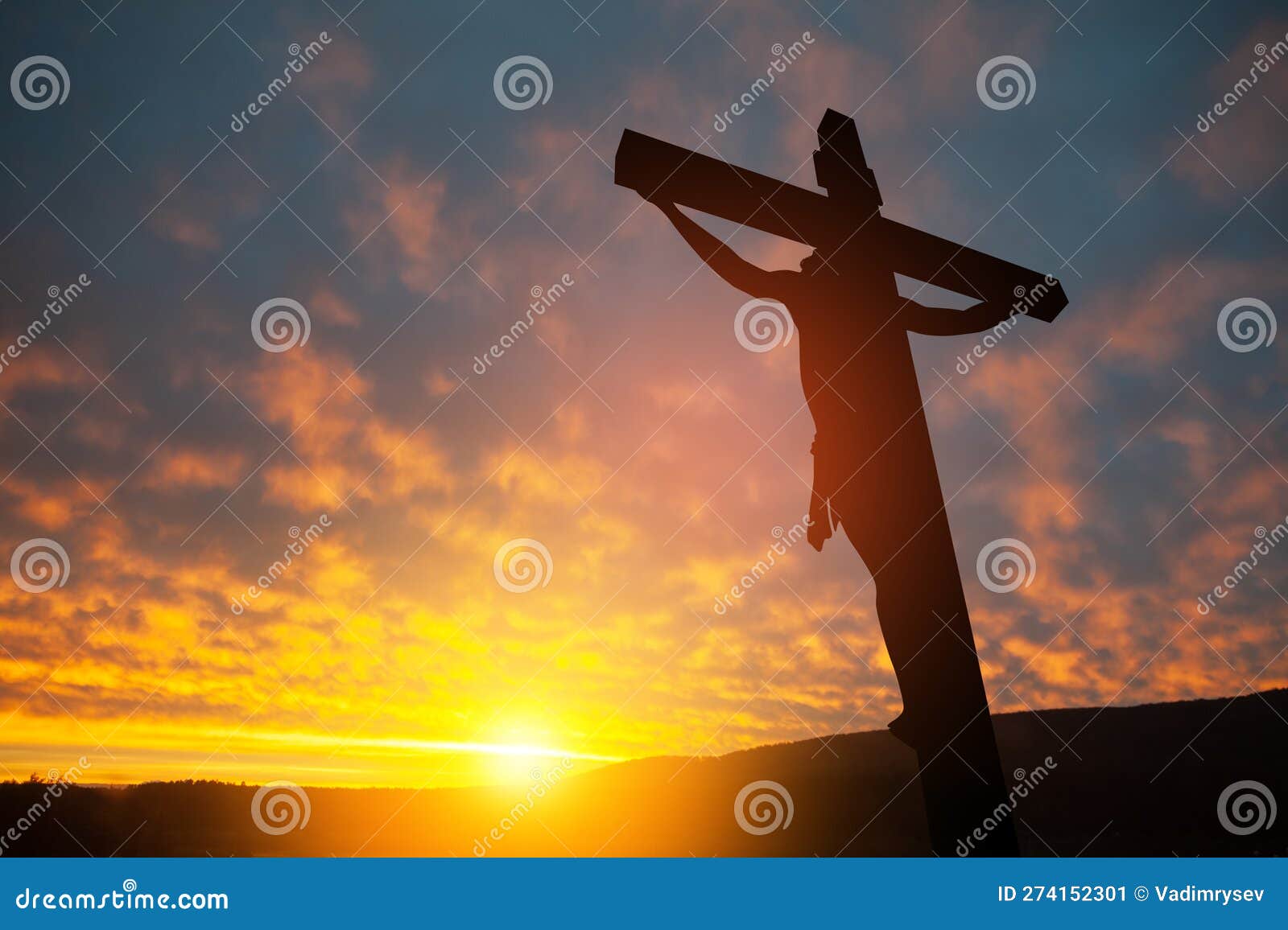 Silhouette Of The Crucified Jesus Christ On The Cross On Background Of silhouette-of-the-crucified-jesus-christ-on-the-cross-on-background-of