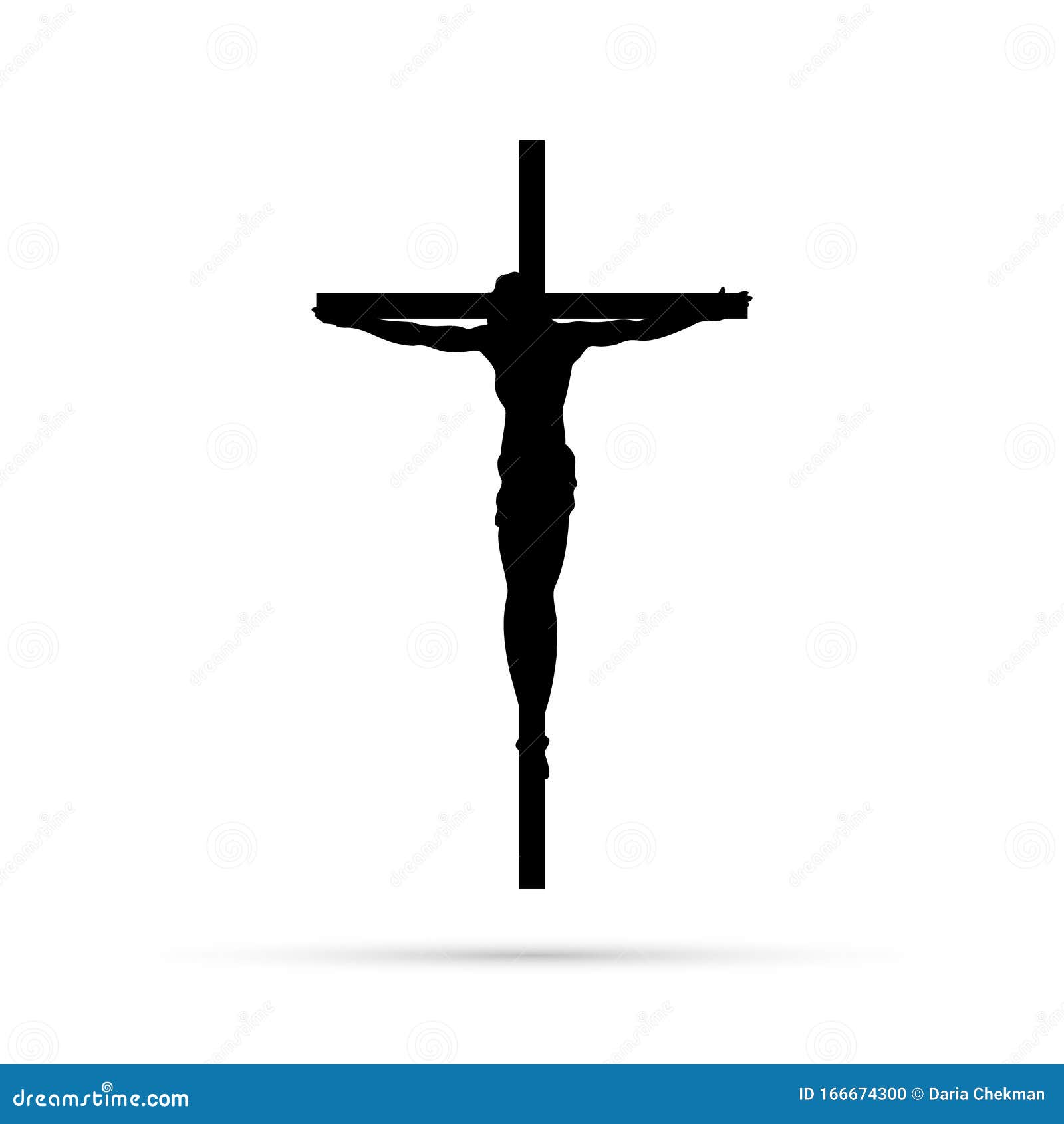 Silhouette of the Crucifixion of Jesus Christ on a White Background ...