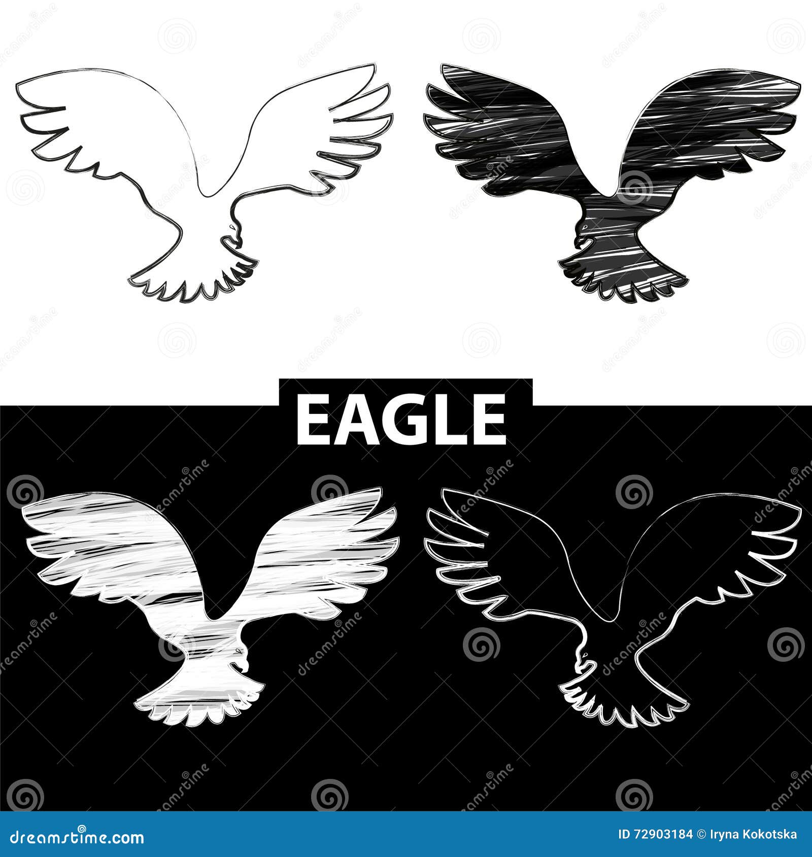 Silhouette Doiseau Aigle Noir Et Blanc De Dessin