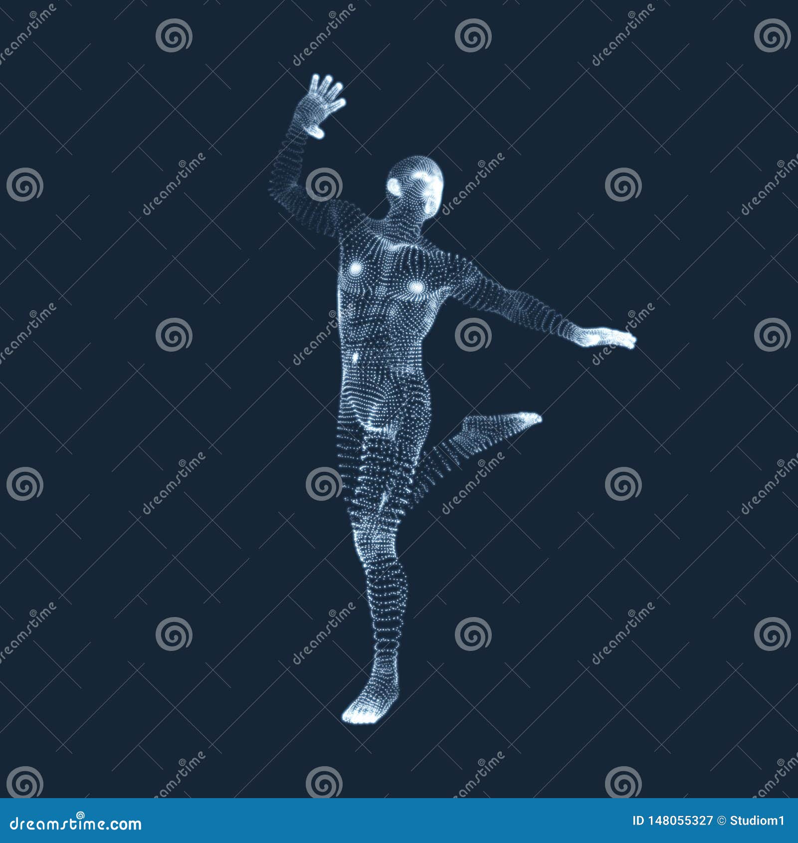 Silhouette Of A Dancer. A Dancer Performs Acrobatic Elements. 3D Model ...