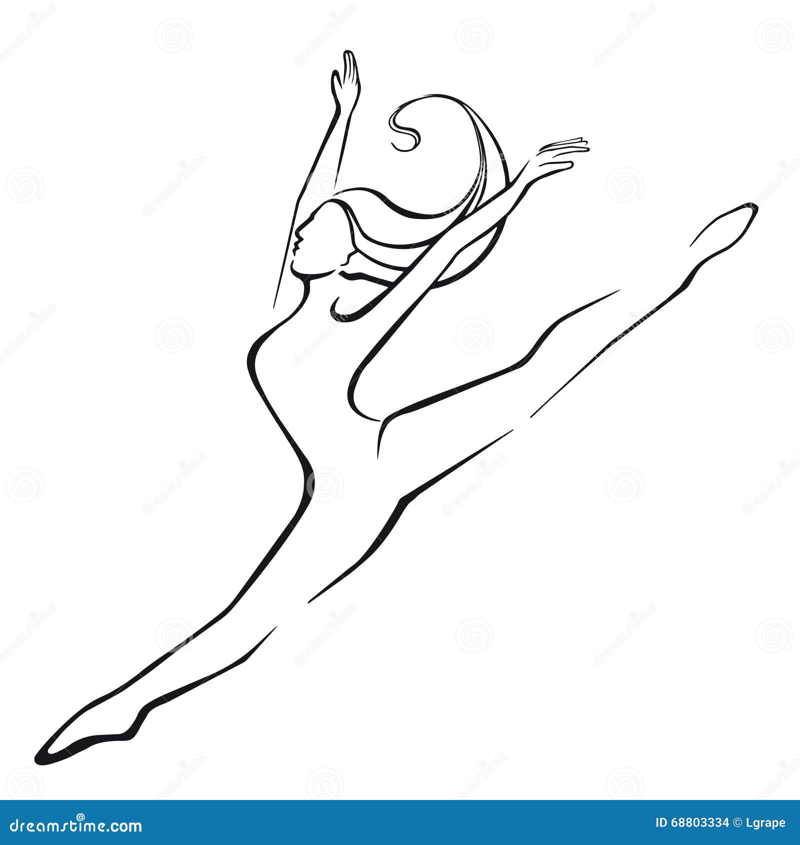 Silhouette Of A Dancing Girl. Jump. Stock Vector 