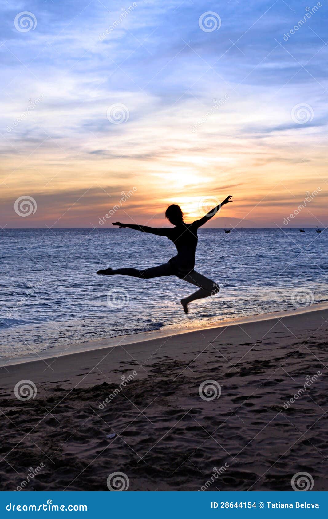 Silhouette Dancing Woman on the Sunset Stock Photo - Image of pattern ...