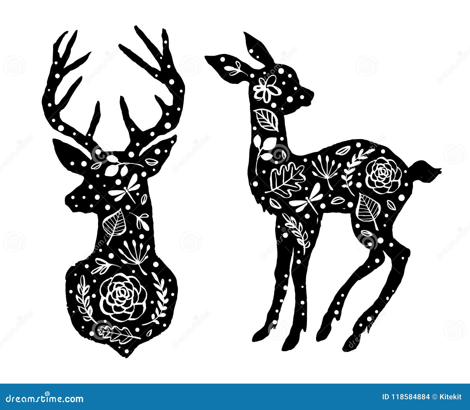Silhouette Des Cerfs Communs Et Du Petit Faon De Bebe Avec Le Modele De Fleur Han Illustration Stock Illustration Du Coupure Dessin Silhouette Des Cerfs Communs Et Du Petit Faon De Bebe Avec Le Modele De Fleur Han Illustration Stock Illustration Du Coupure Dessin