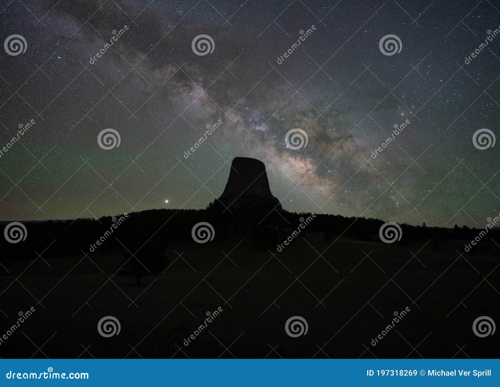 Devils Tower with Milky Way Panorama