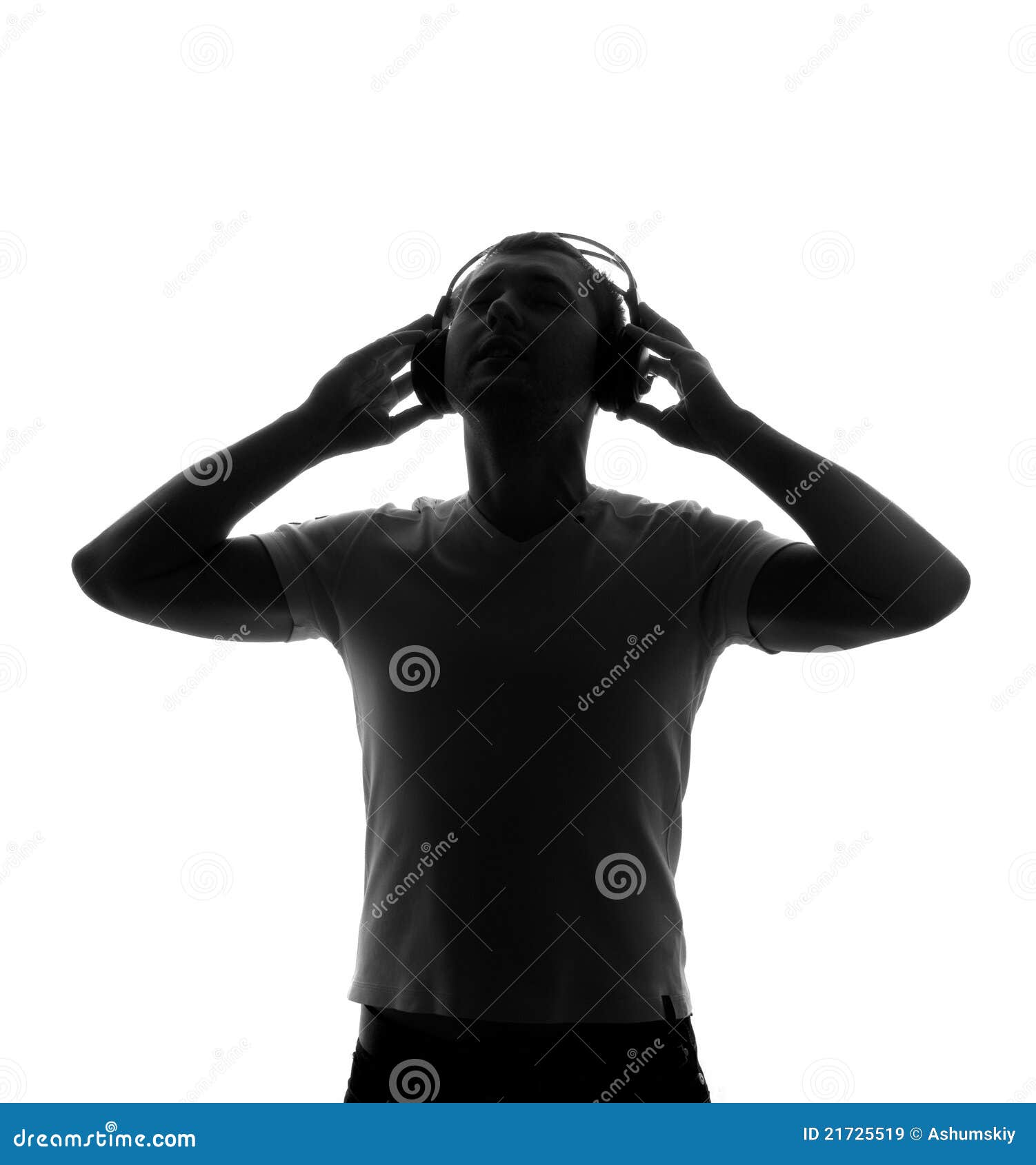 Silhouette of DJ with Headphones Stock Image Image of stylish