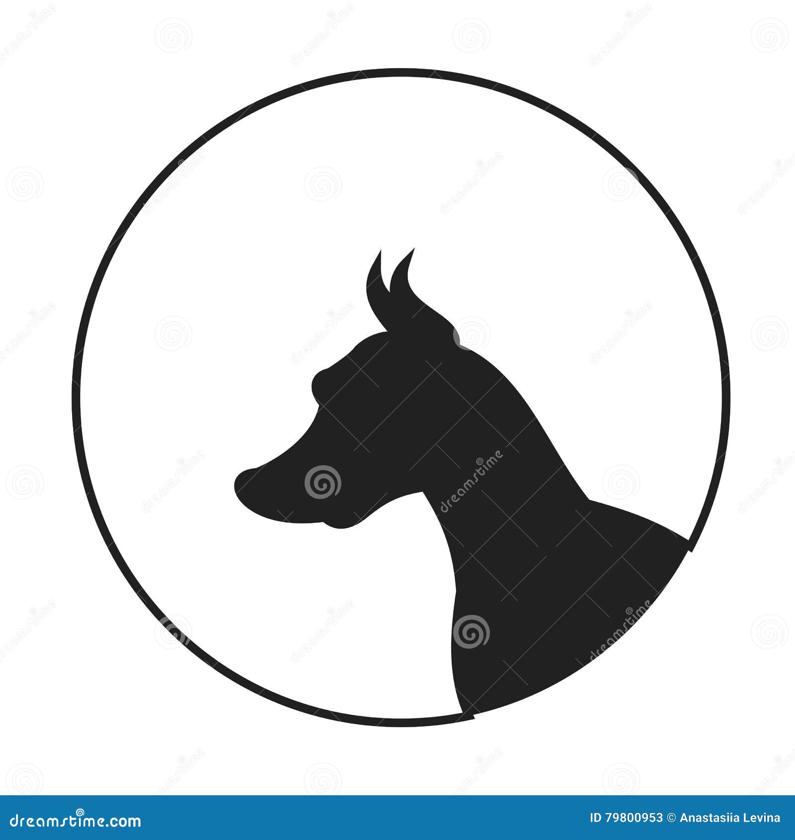 Silhouette Of A Dog Head Doberman Pinscher Stock Vector
