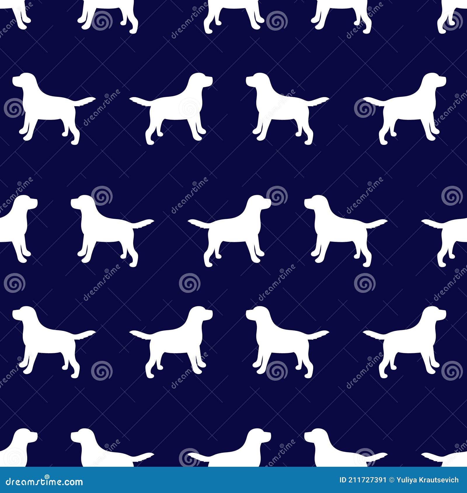 Silhouette of a Dog. Vector Illustration. Seamless Pattern Stock Vector -  Illustration of fabric, animal: 211727391