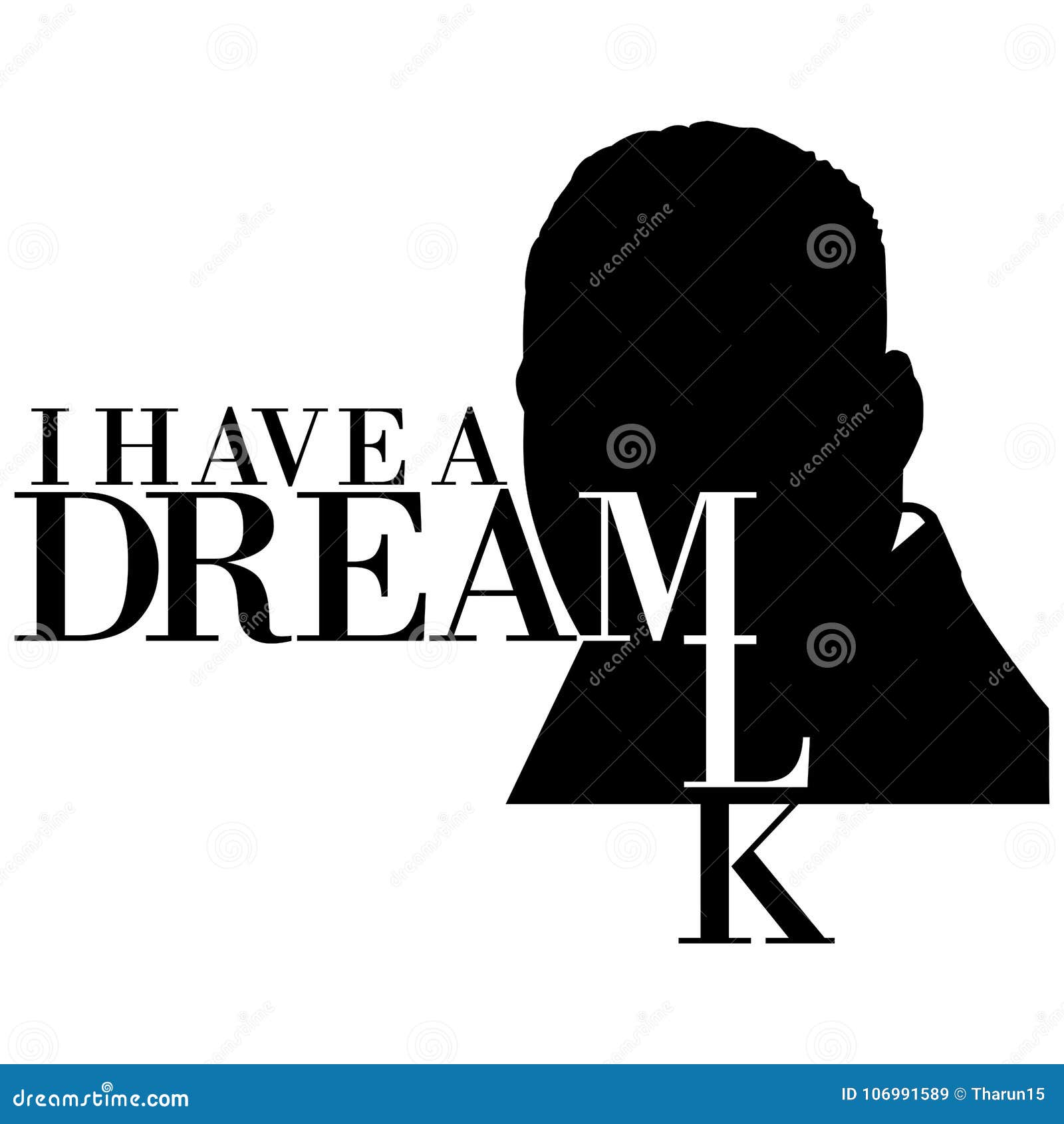 a silhouette of dr. martin luther king, jr., on a white background along with the text i have a dream