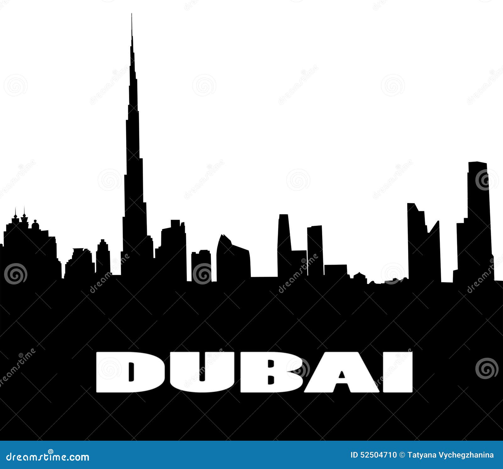Silhouette of the Dubai stock illustration. Illustration of hotel ...