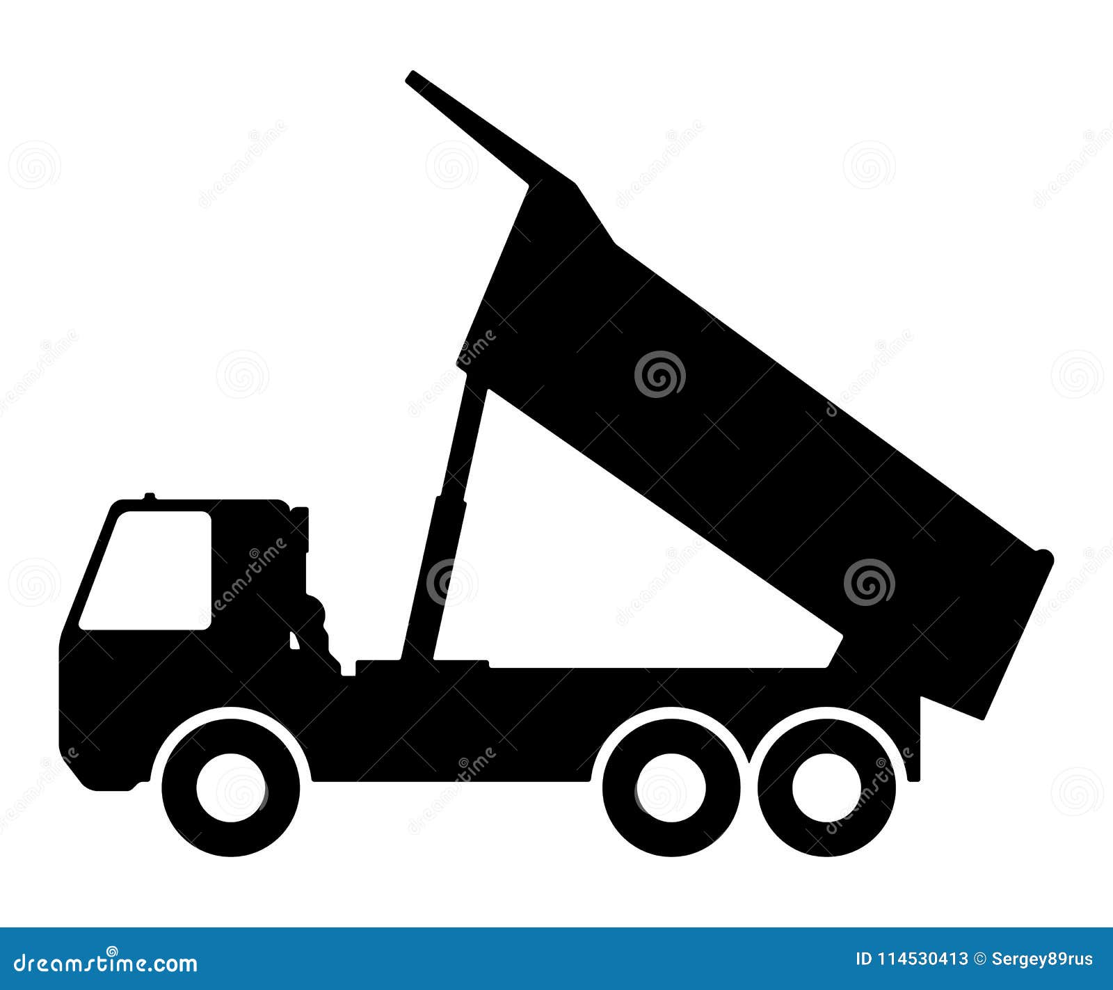Download Silhouette Of A Dump Truck On White Background. Stock ...