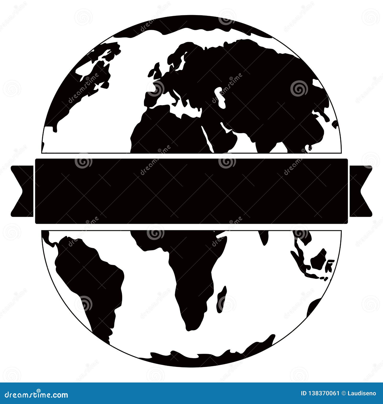 Silhouette of an Earth Planet with a Ribbon Stock Vector - Illustration ...