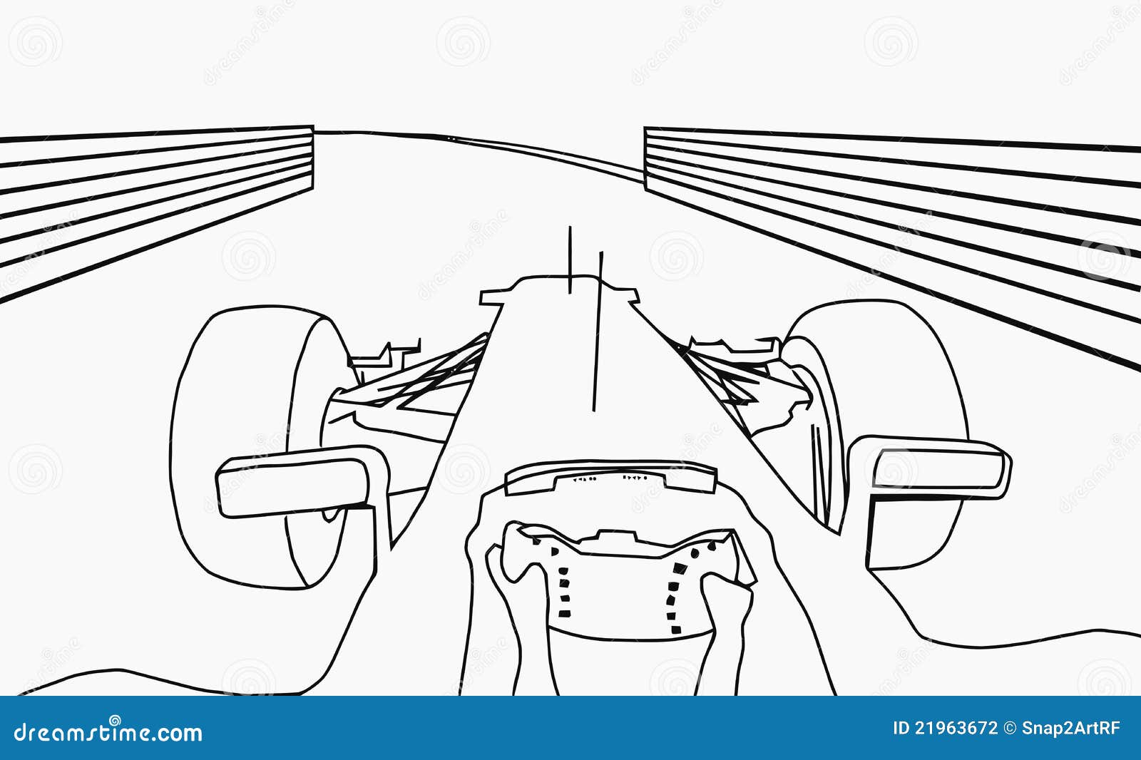Silhouette F1 Cockpit View stock illustration