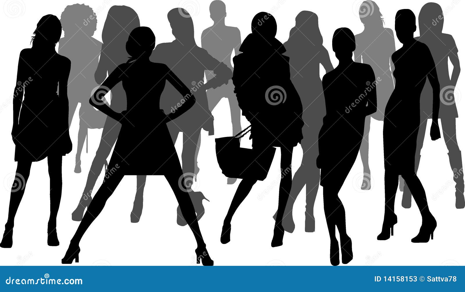 Silhouette fashion girls stock vector. Illustration of throng ...