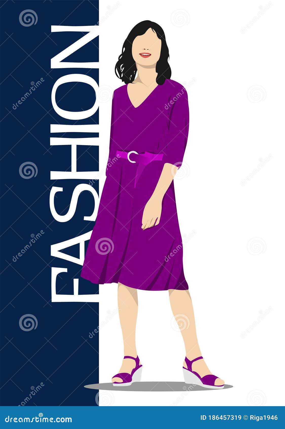 Silhouette of Fashion Woman in Purple. Stock Vector - Illustration of ...