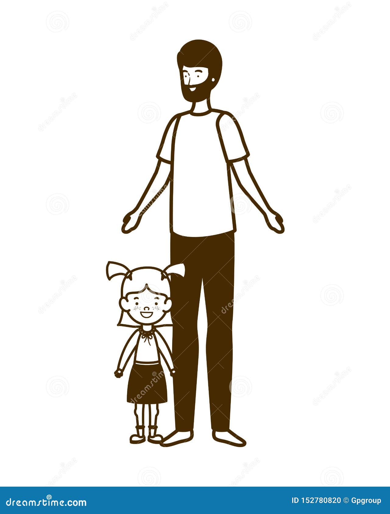 Download Silhouette Of Father With Daughter Of Back To School Stock Vector - Illustration of daddy ...