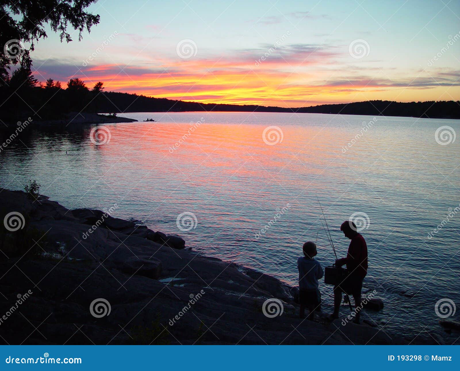 Download Silhouette Of Father And Son Fishing Stock Photo - Image ...