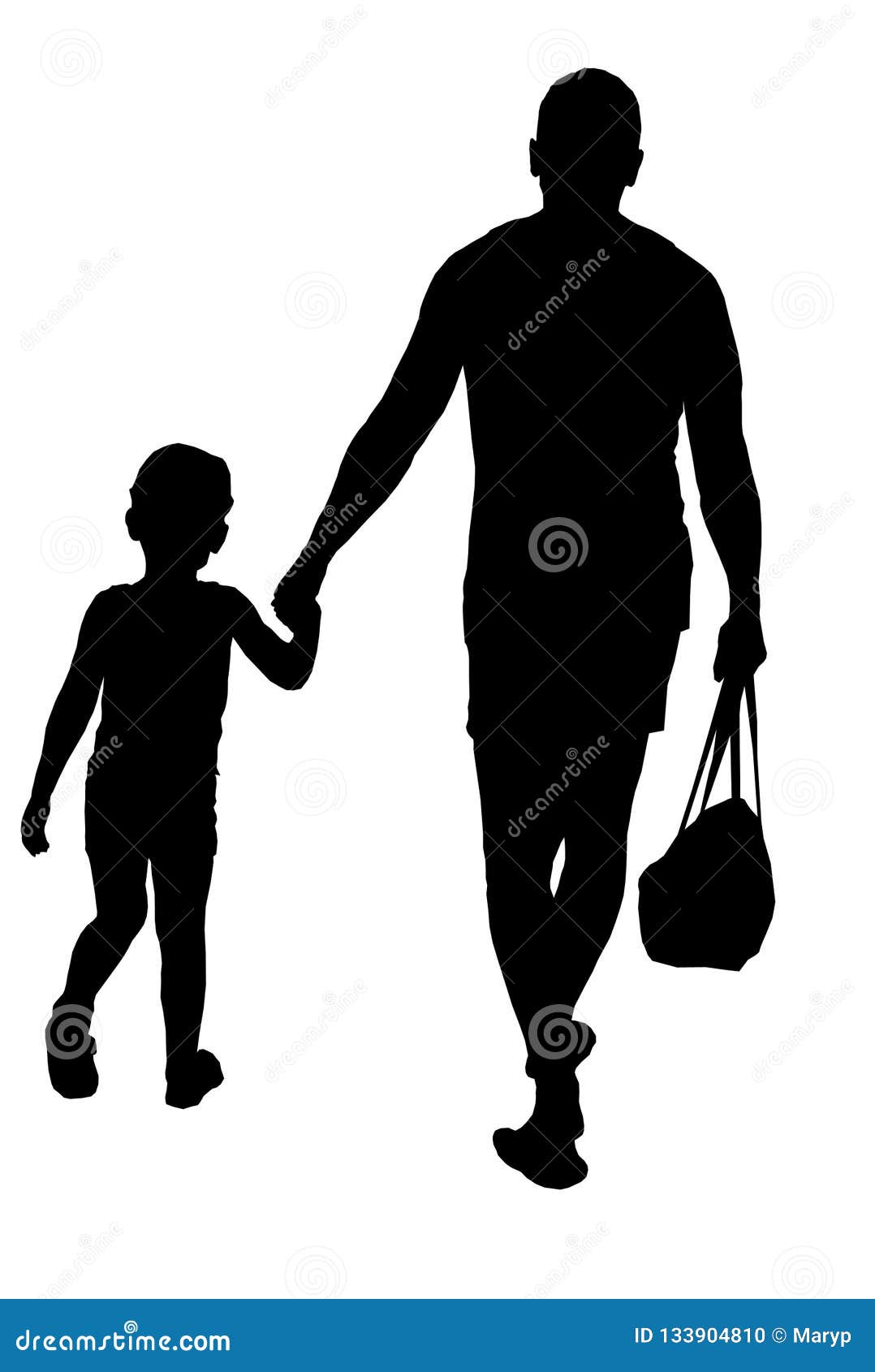 Download Silhouette Of Father And Son Walking Stock Vector - Illustration of adult, happiness: 133904810