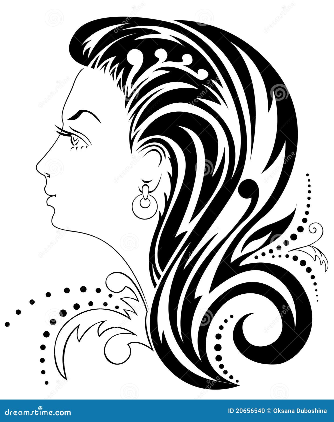 Silhouette Of A Female Head Stock Vector - Image: 20656540