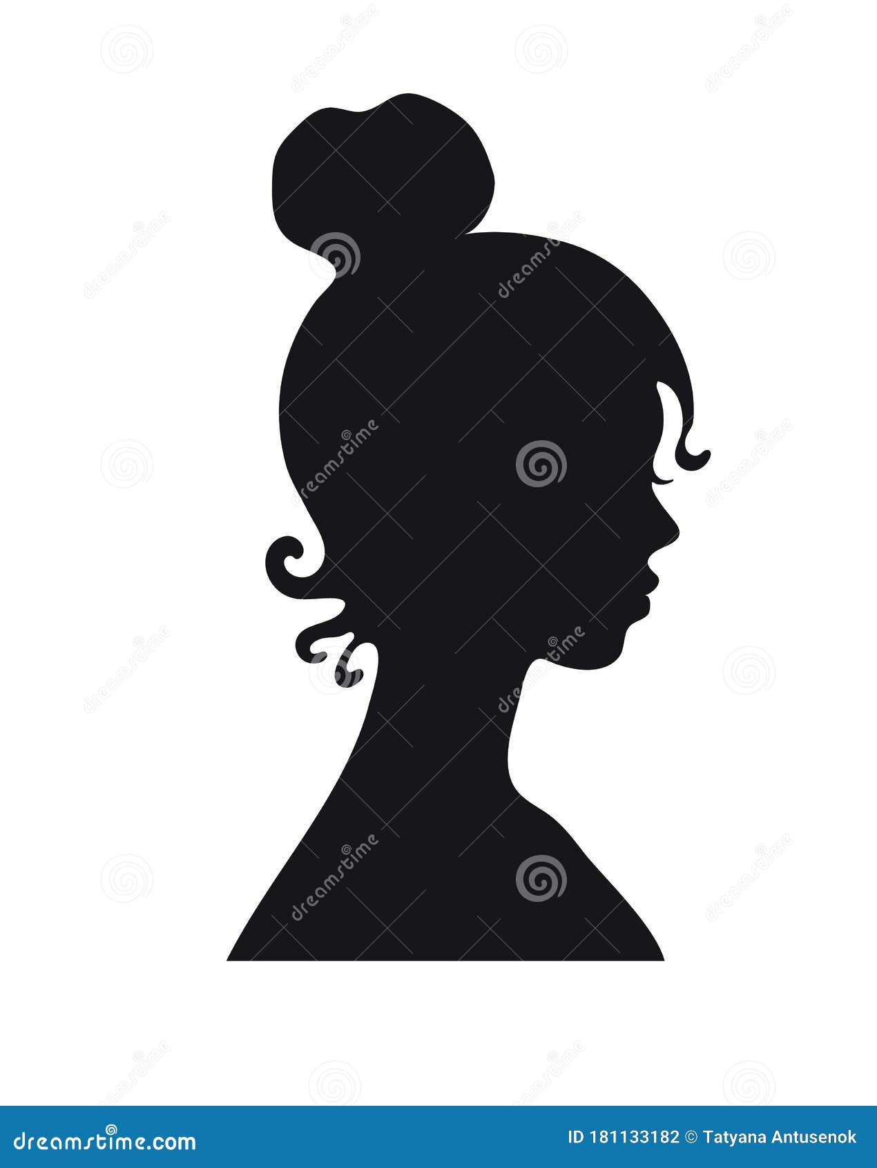 White profile silhouette of young girl or woman Vector Image