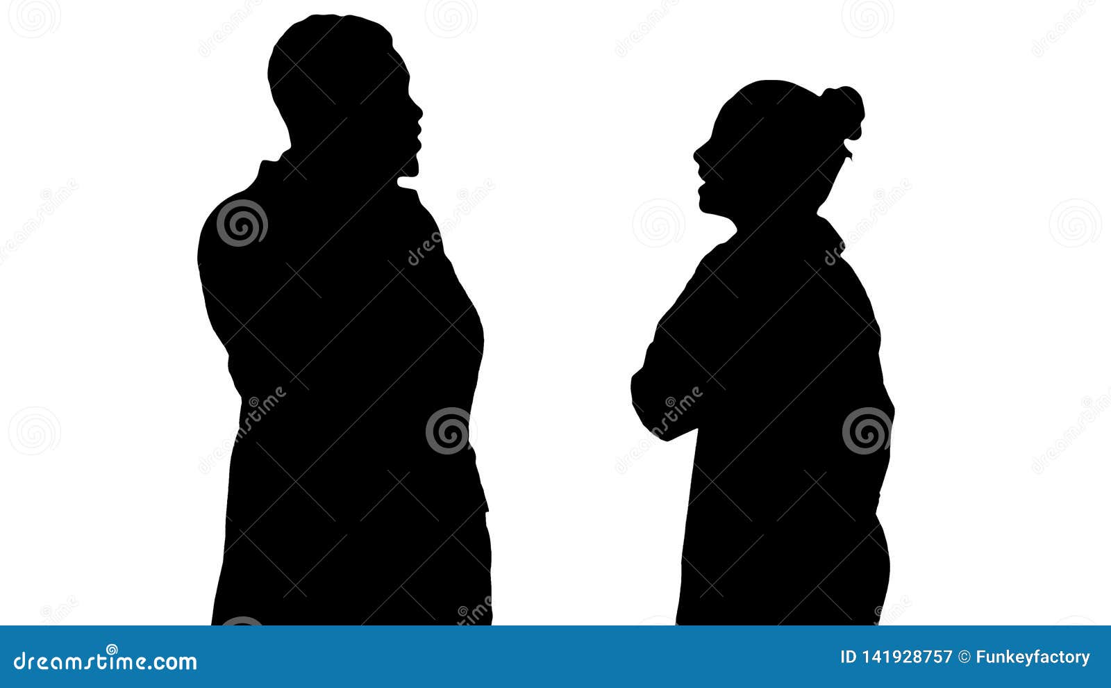 Silhouette Female And Male Doctor Using Mobile Phones