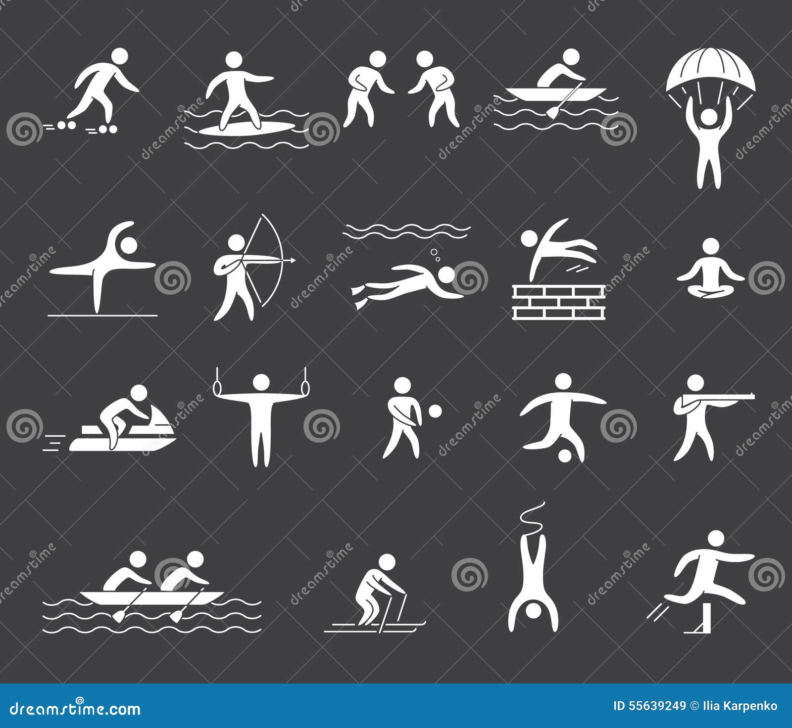 Silhouette Figures of Athletes Popular Sports Stock Vector