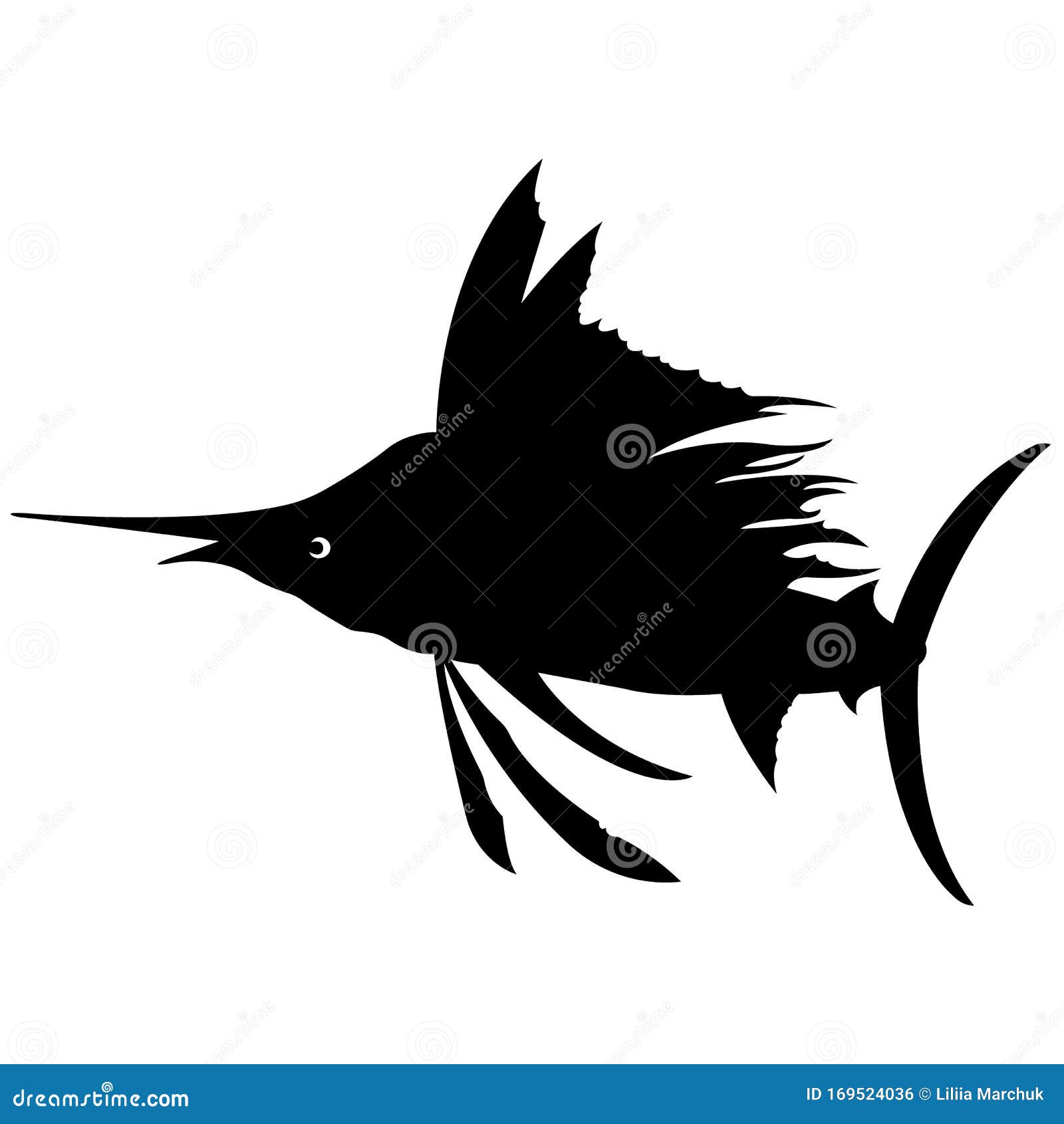 Set of Fish Silhouette Fish vector by hand  Stock Illustration  97625904  PIXTA