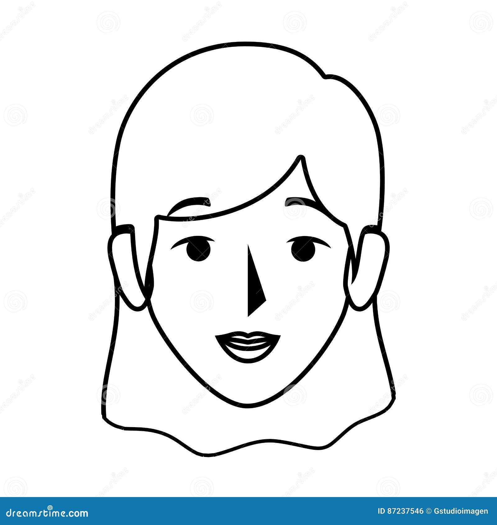 Silhouette Front View Woman with Straight Short Hair Stock Vector ...