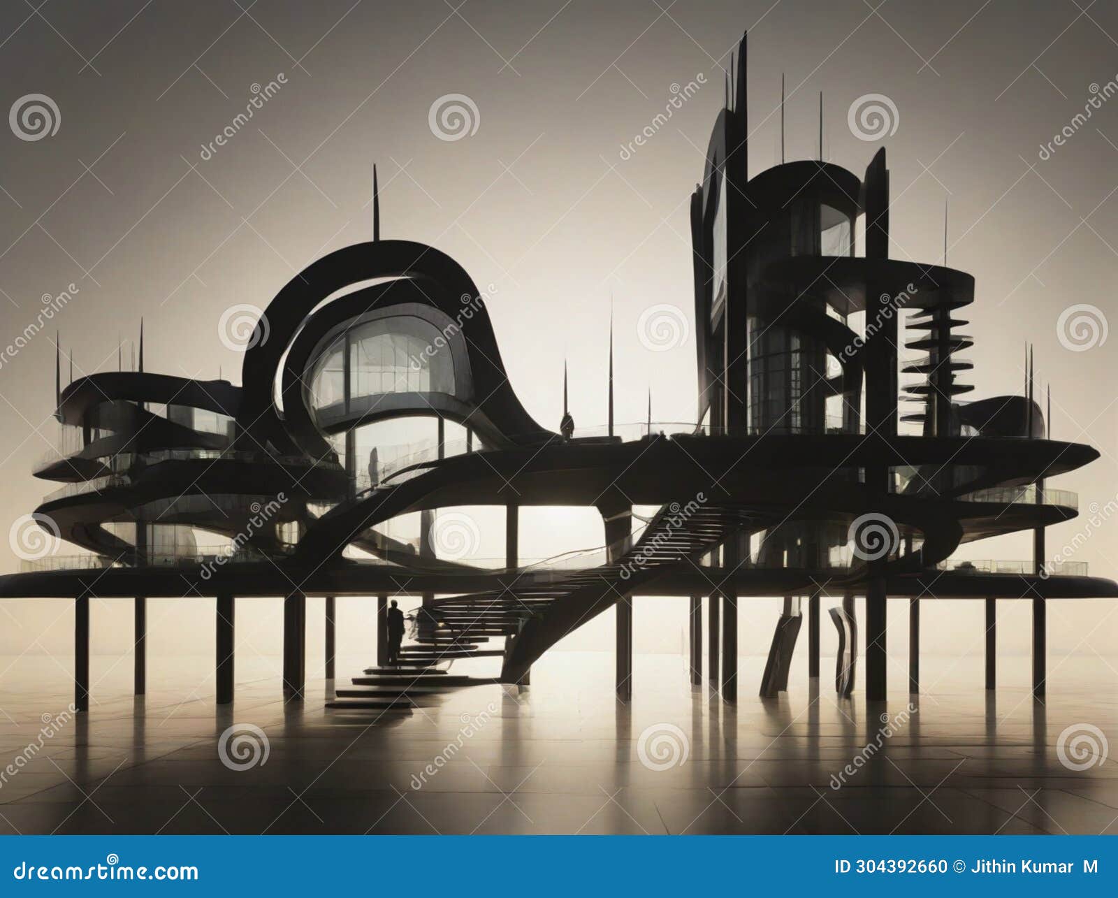 silhouette futuristic architecture