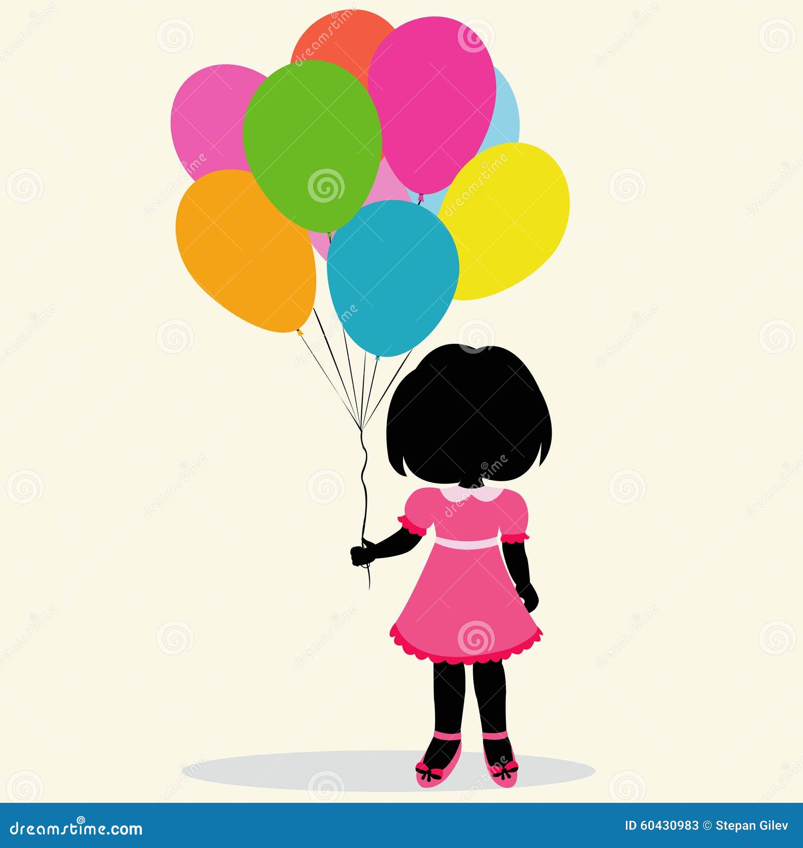 Silhouette Girl with Balloons Stock Vector - Illustration of ...