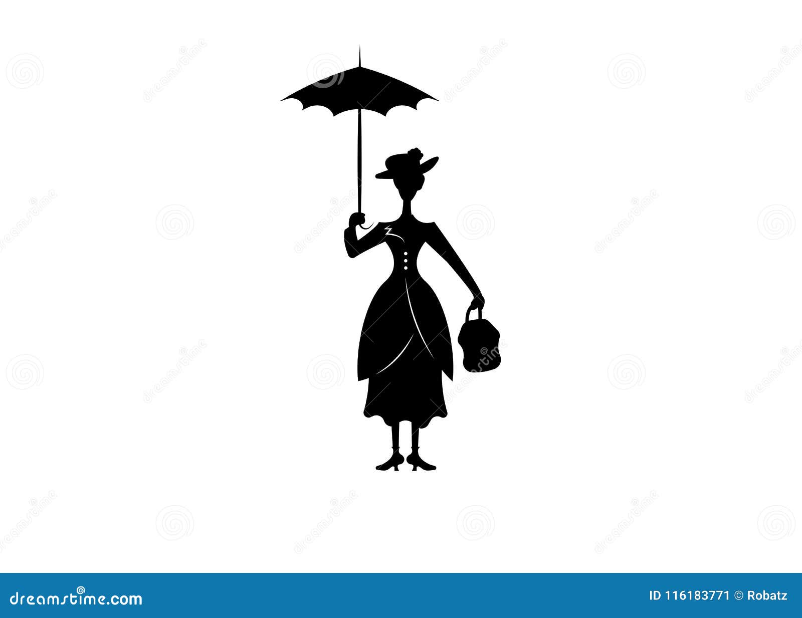 Silhouette Girl Floats with Umbrella in His Hand, Mary Poppins Style ... Dancing With Umbrella Silhouette