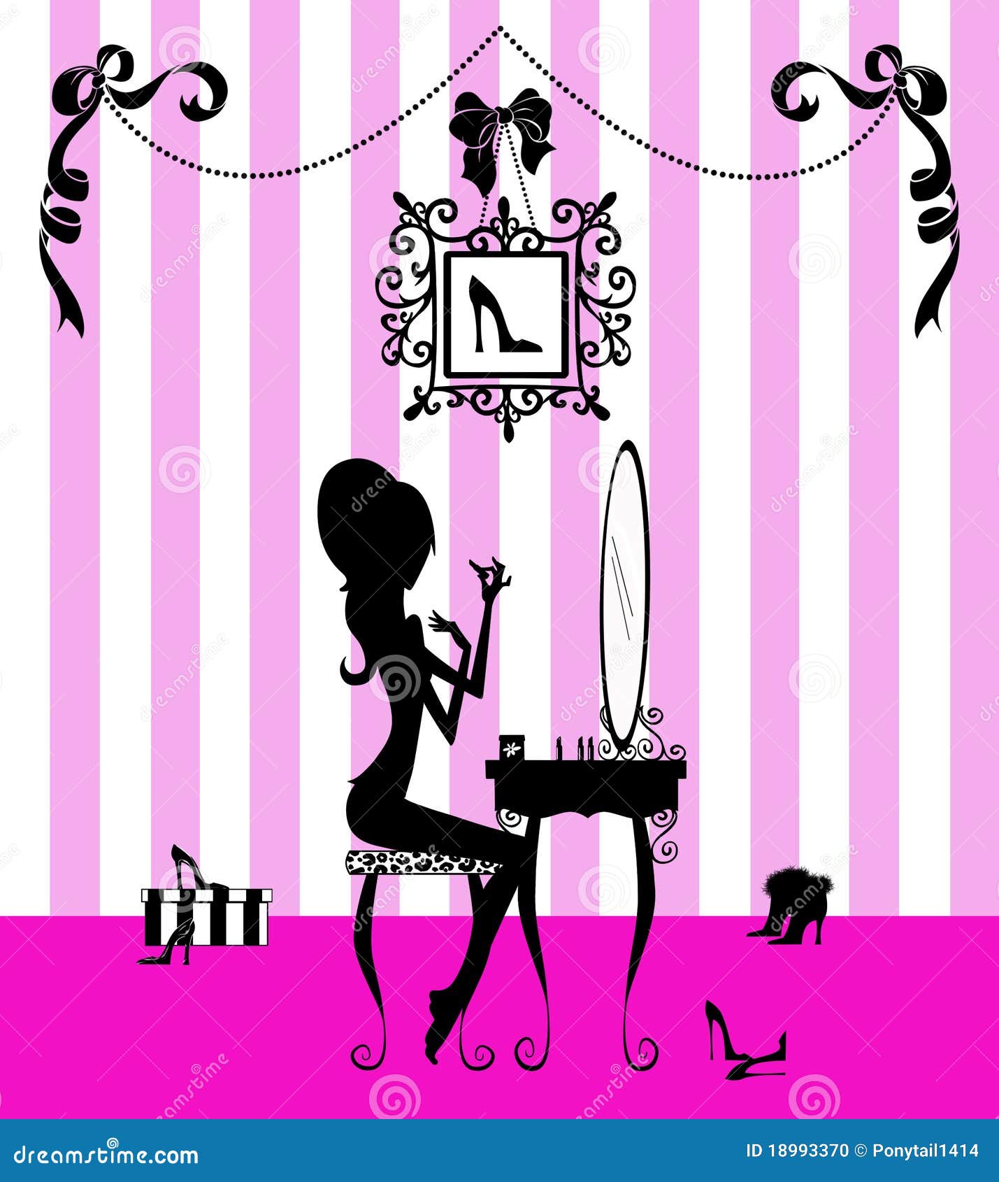 silhouette of a girl at her vanity