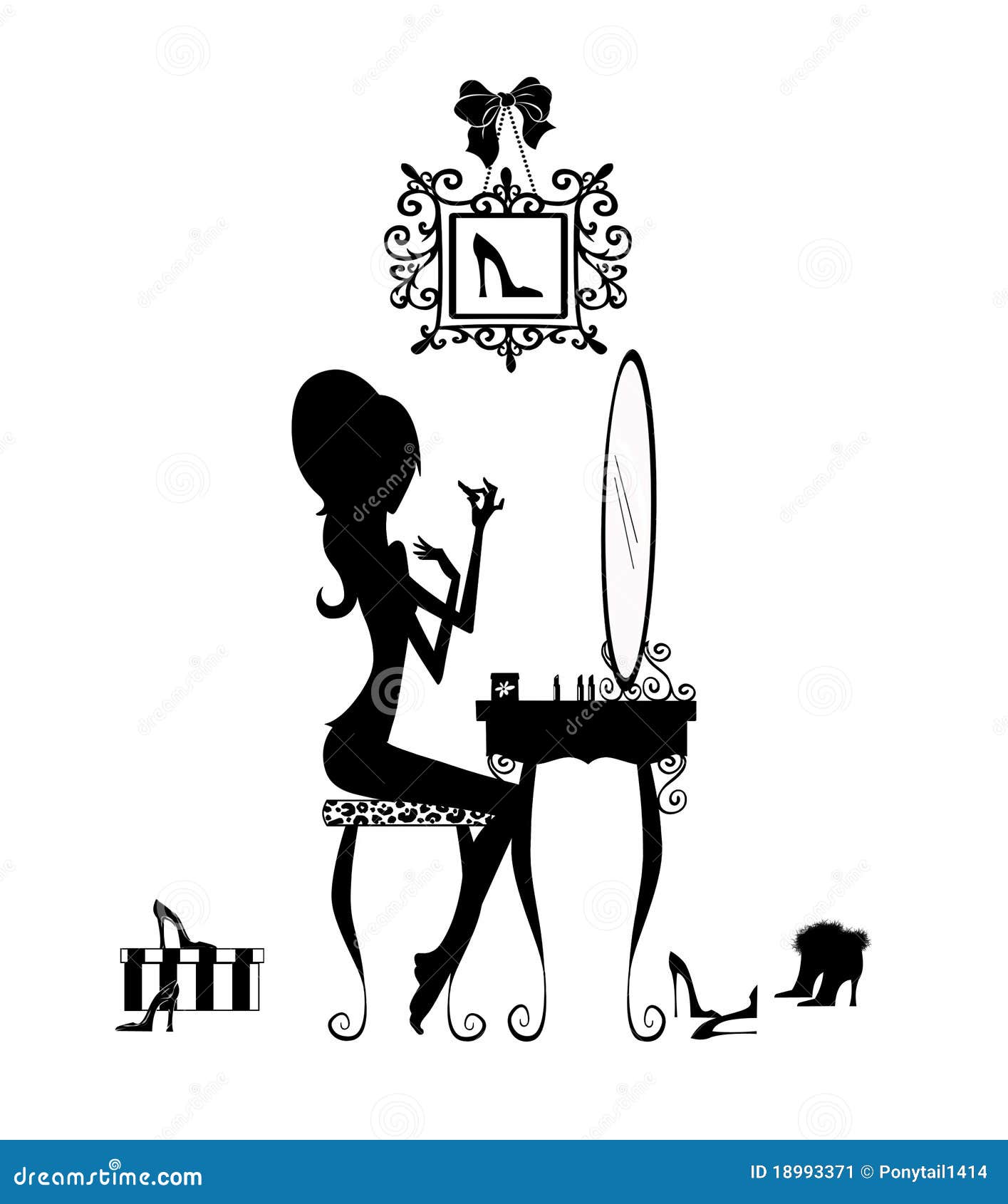 silhouette of a girl at her vanity