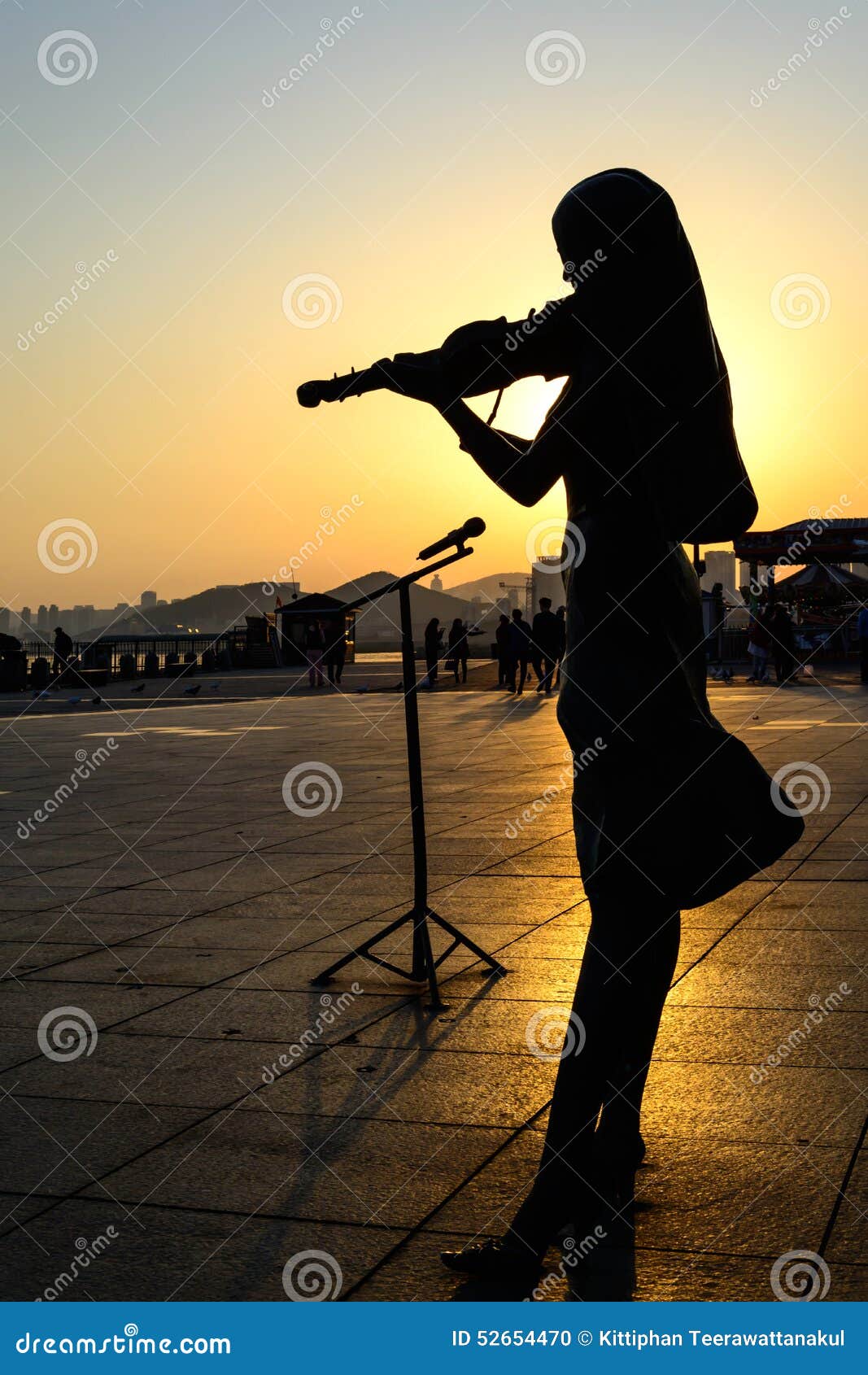 Silhouette of Girl Playing the Violin Stock Photo Image of