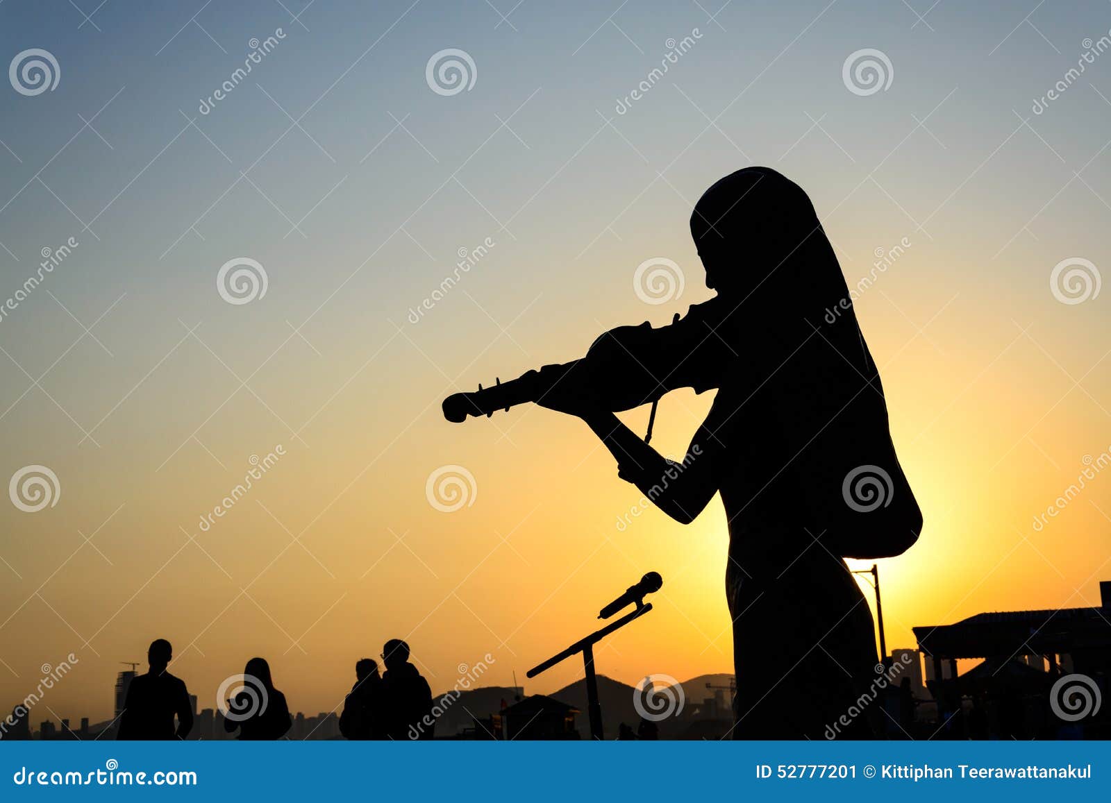 Silhouette of Girl Playing the Violin Stock Image Image of nature