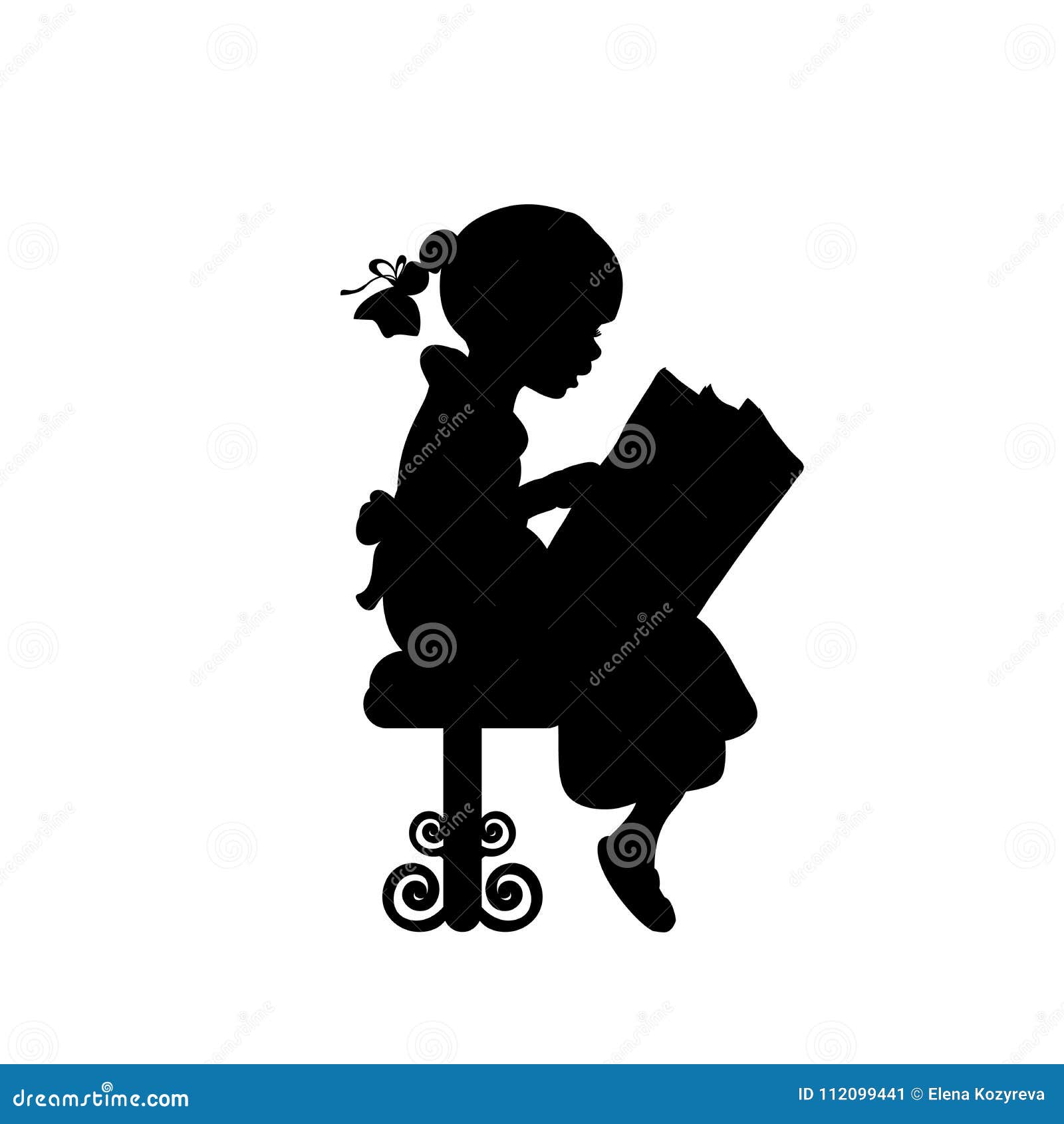 young girl reading silhouette