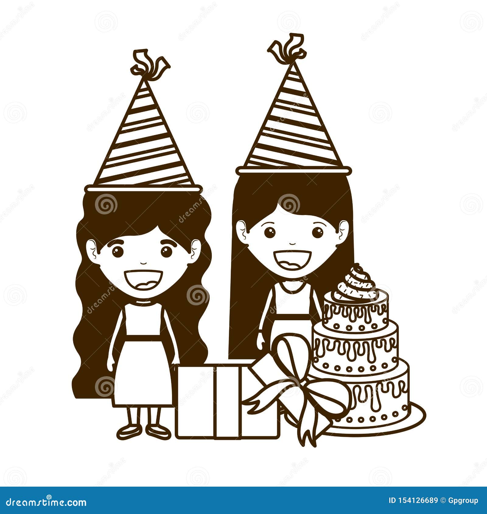 Download Silhouette Of Girls With Party Hat In Birthday Celebration ...