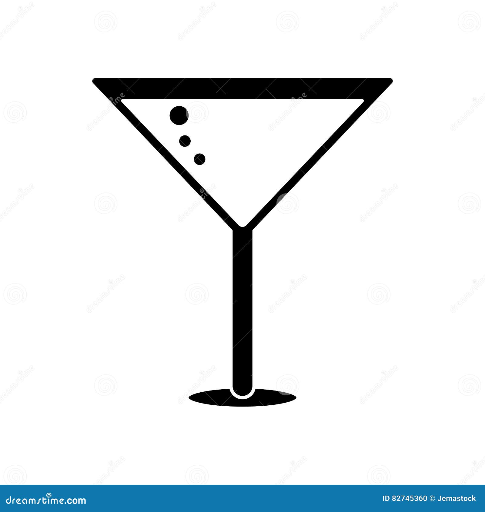 Silhouette Glass Cocktail Martini with Olive Stock Vector