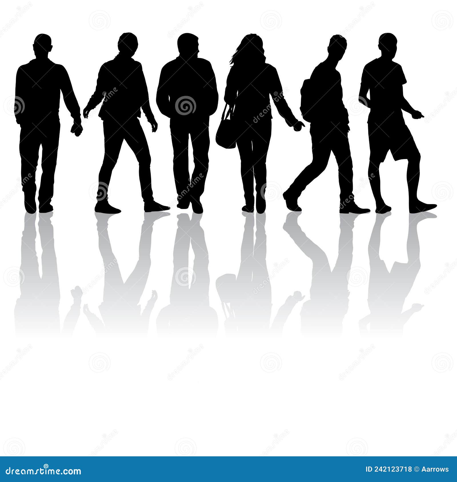 Silhouette Group of People Standing on White Background Stock Vector ...