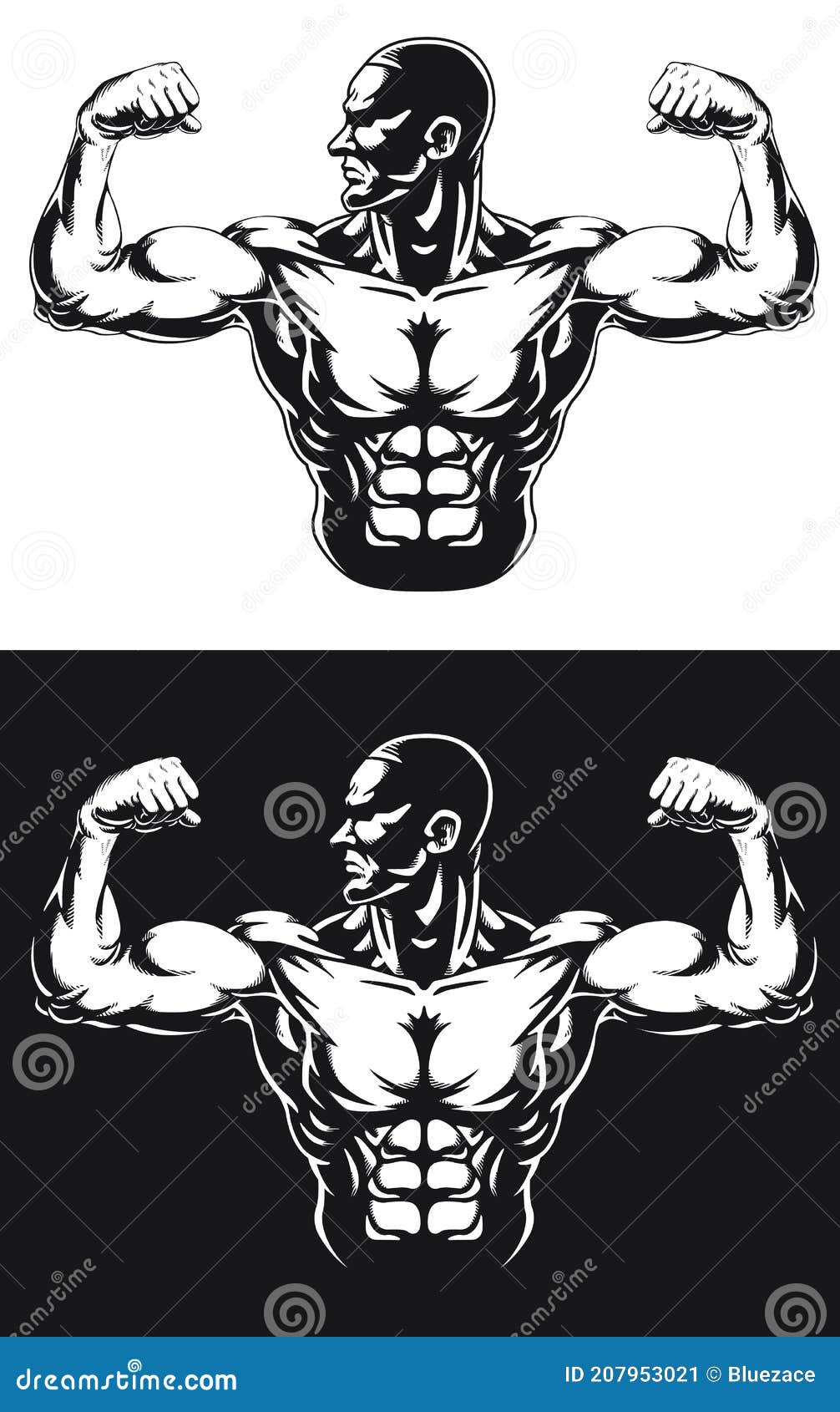 Silhouette Gym Bodybuilder Flexing Arm Muscles Stock Vector ...