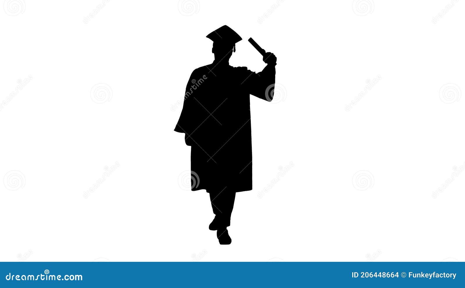 Silhouette Happy African American Male Student in Graduation Robe ...