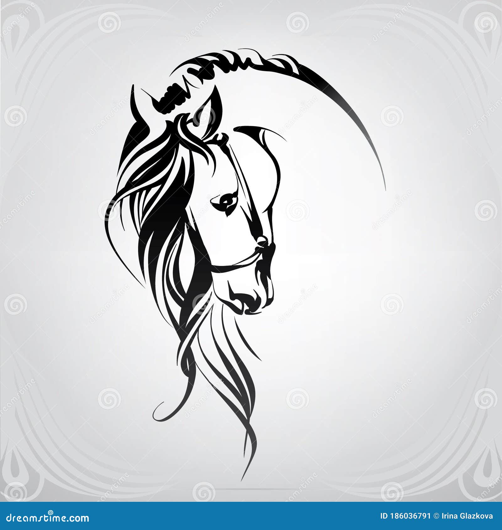 Silhouette of the Head Horse. Vector Illustration Stock Illustration