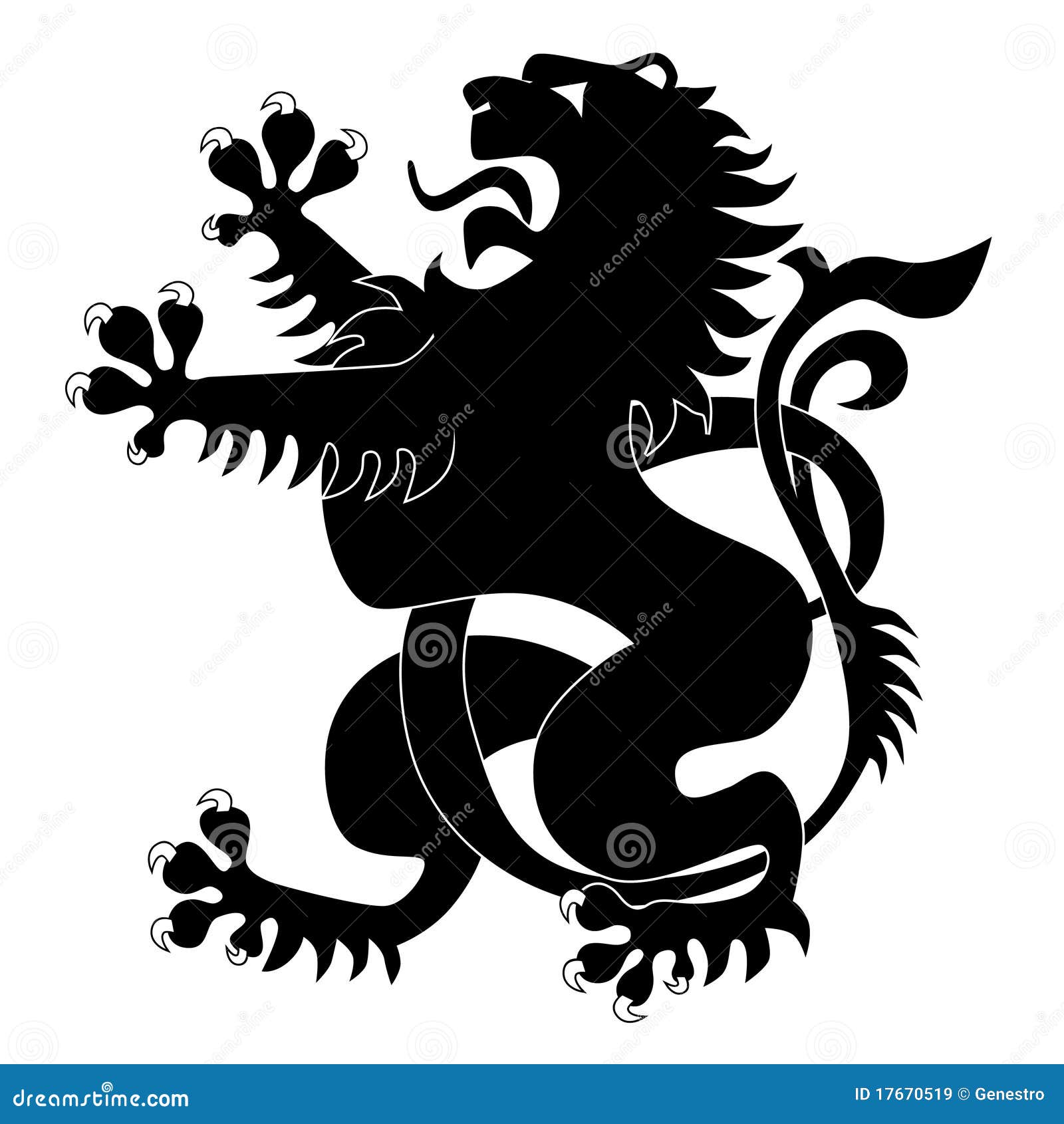 Silhouette Of Heraldic Lion Stock Vector - Illustration of 