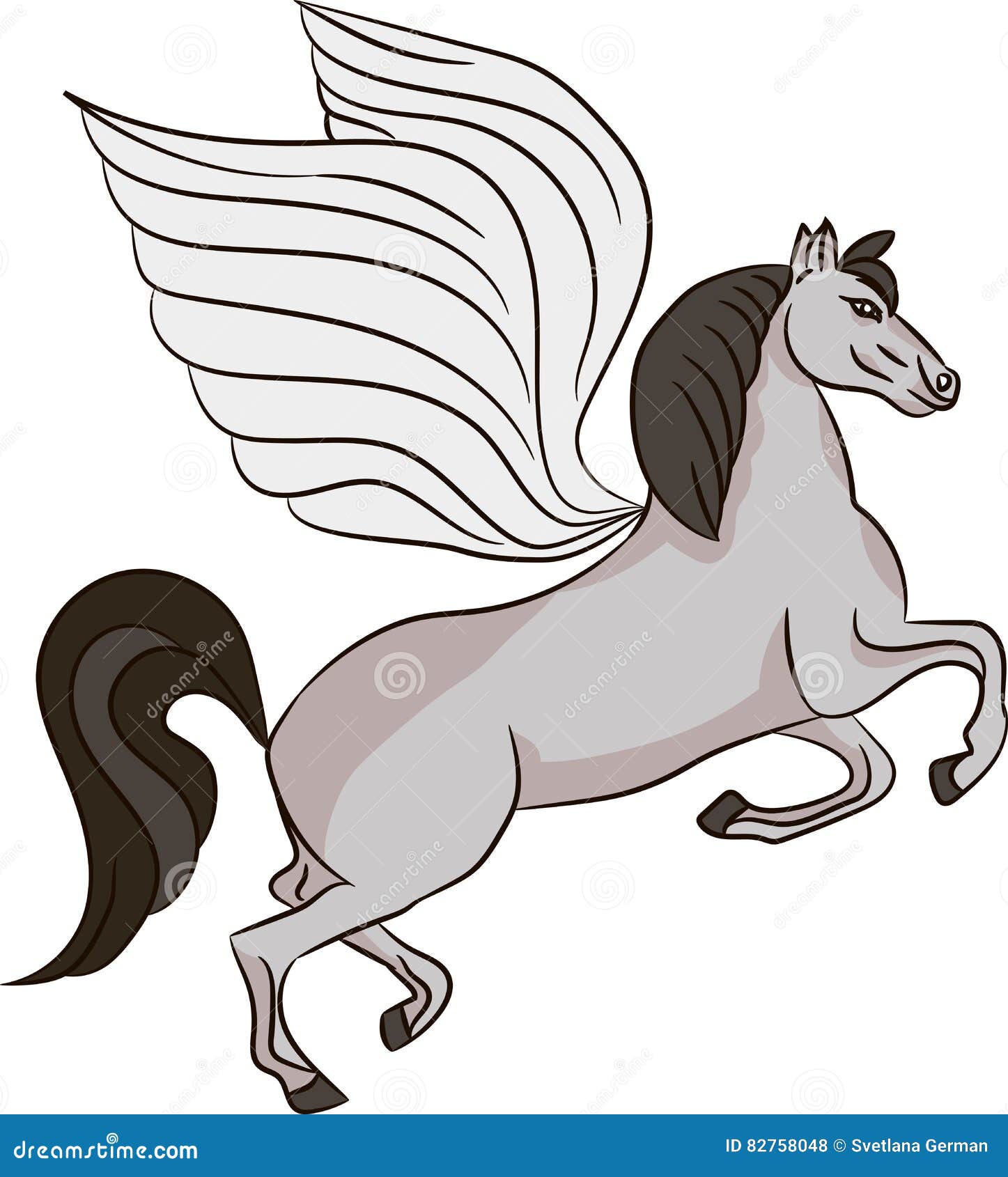 Silhouette of a Horse with Wings Pegasus Stock Vector Illustration